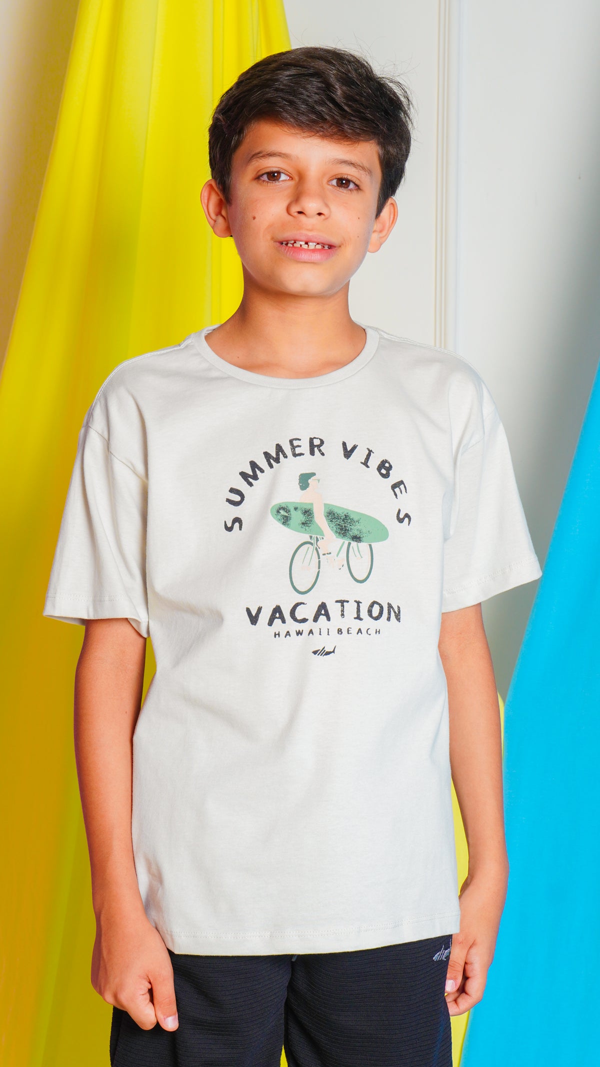 Camiseta Kids Estampada Summer - Off White
