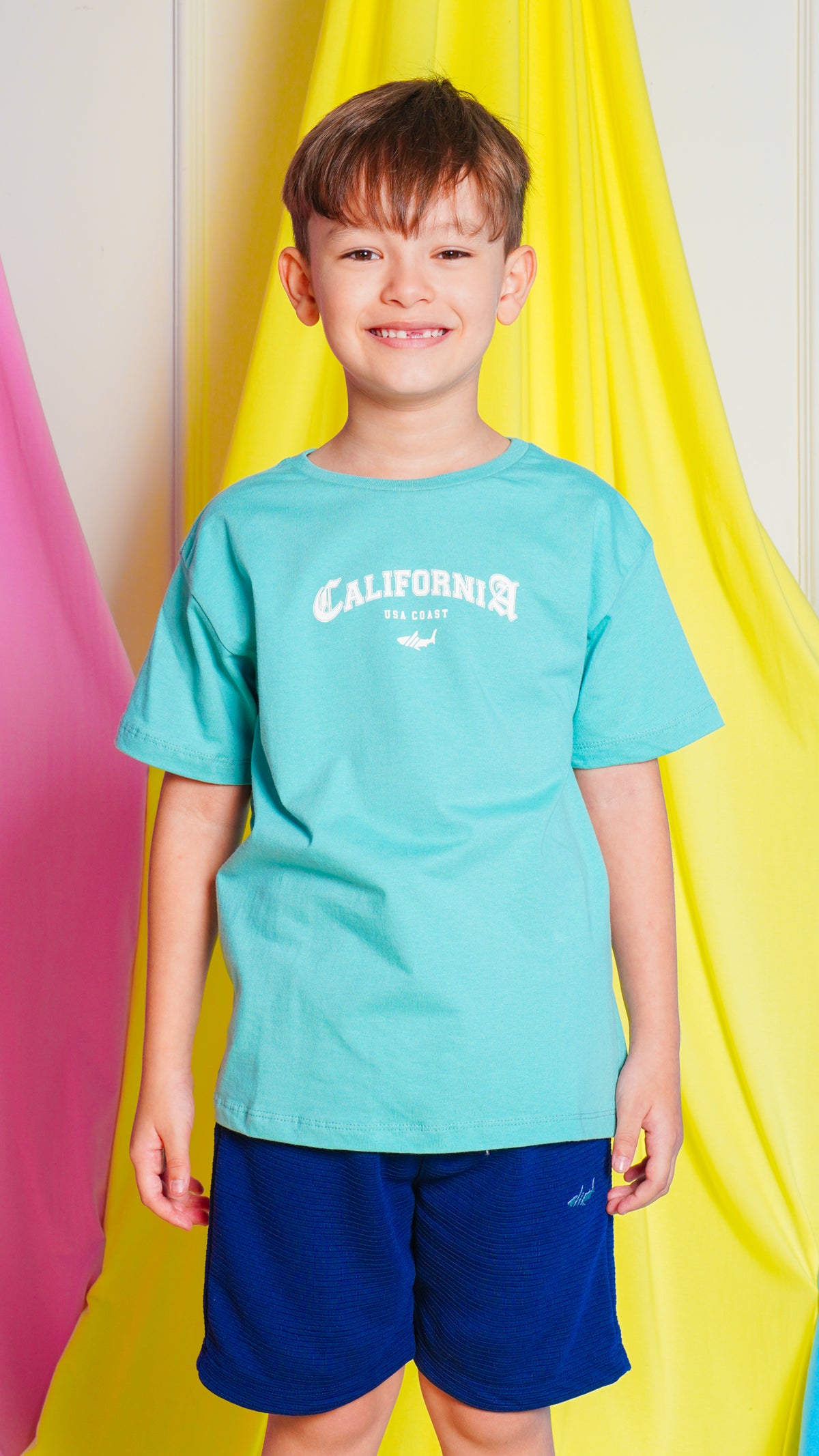 Camiseta Kids Estampada Califórnia - Verde Água