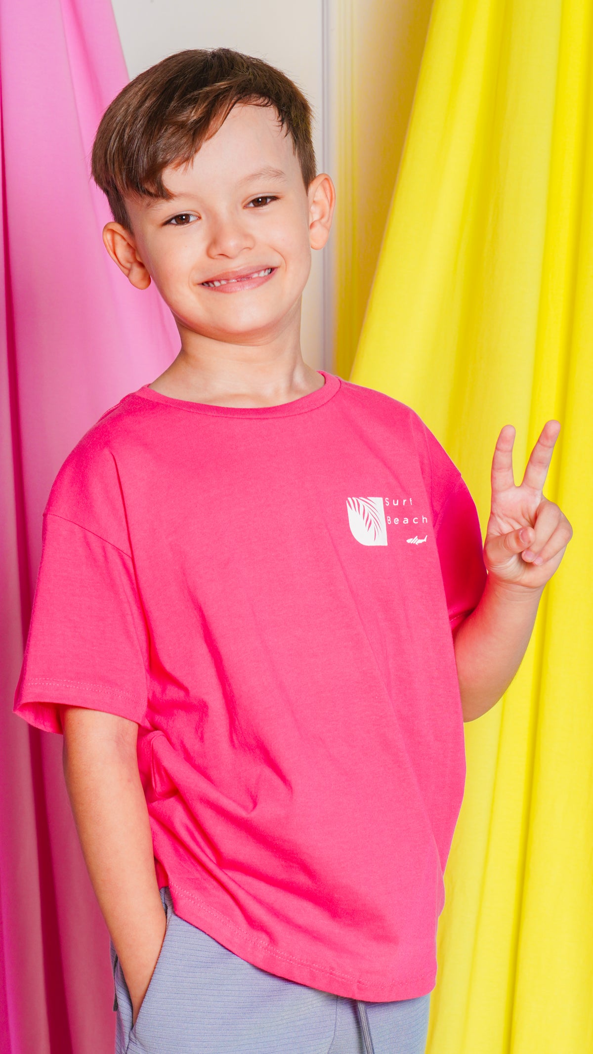 Camiseta Kids Estampada Surf - Rosa
