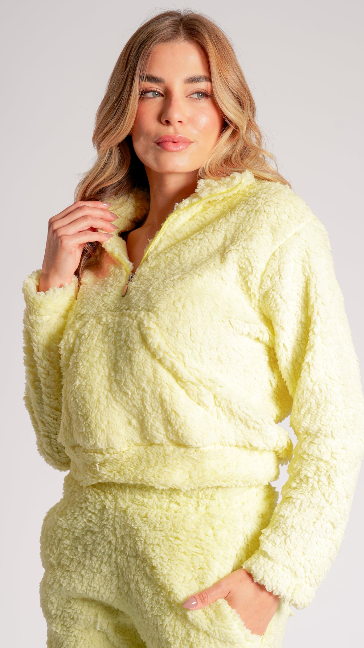 Canguru Sherpa Zíper - Amarelo