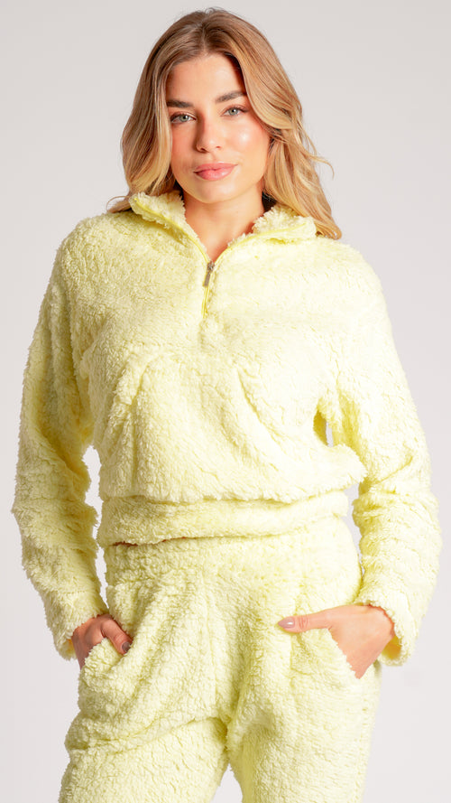 Canguru Sherpa Zíper - Amarelo