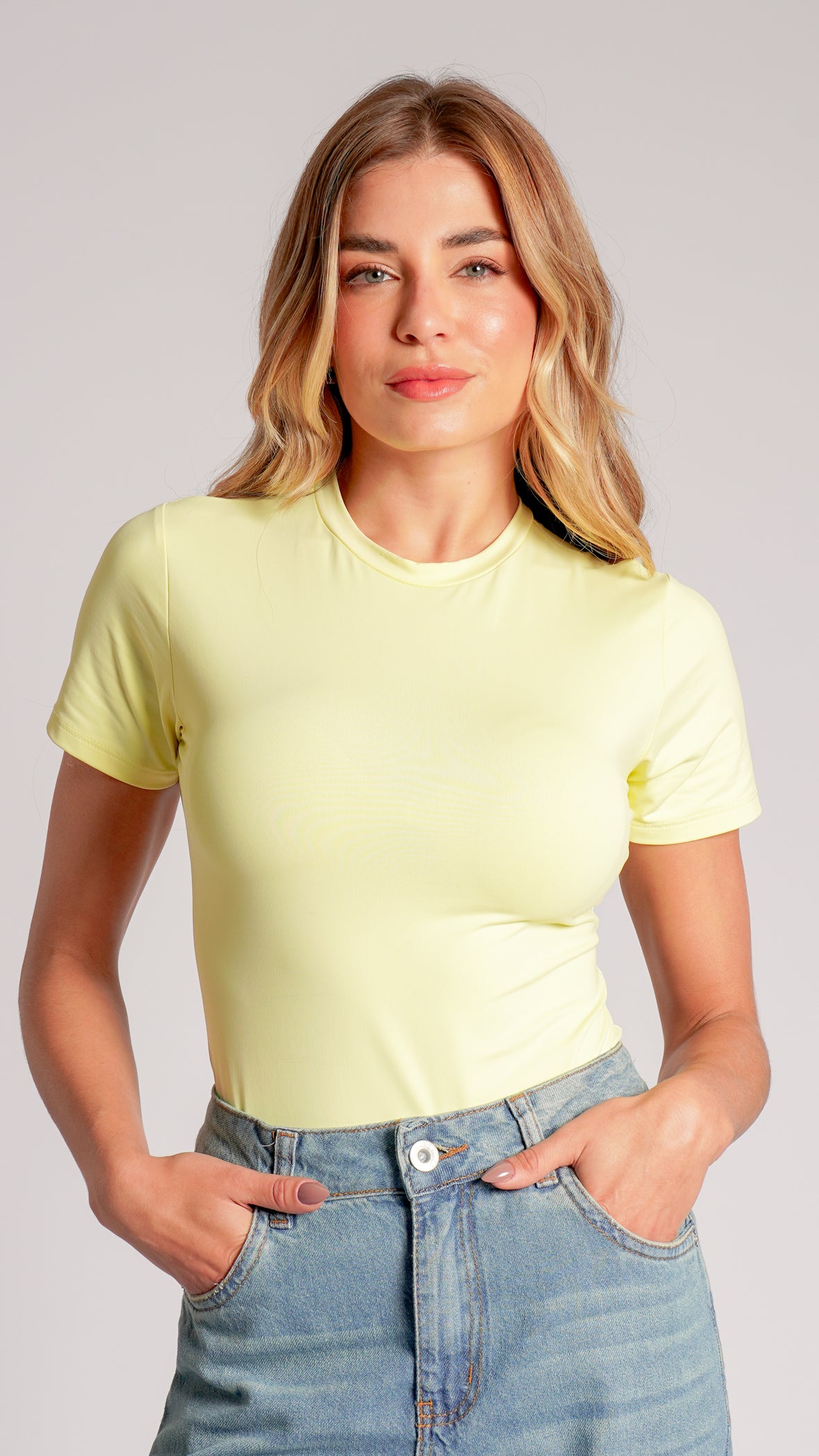 Blusa Baby Tee Suplex - Amarela