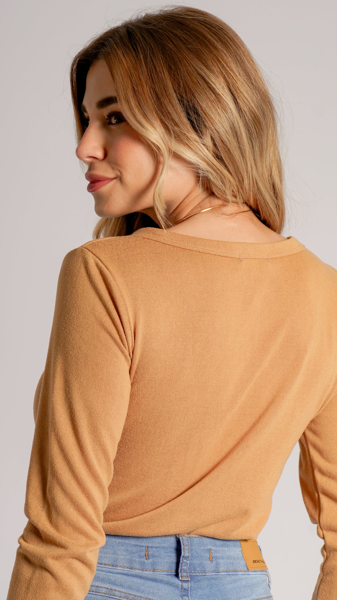 Blusa Tricô Manga Longa Taxas - Ocre