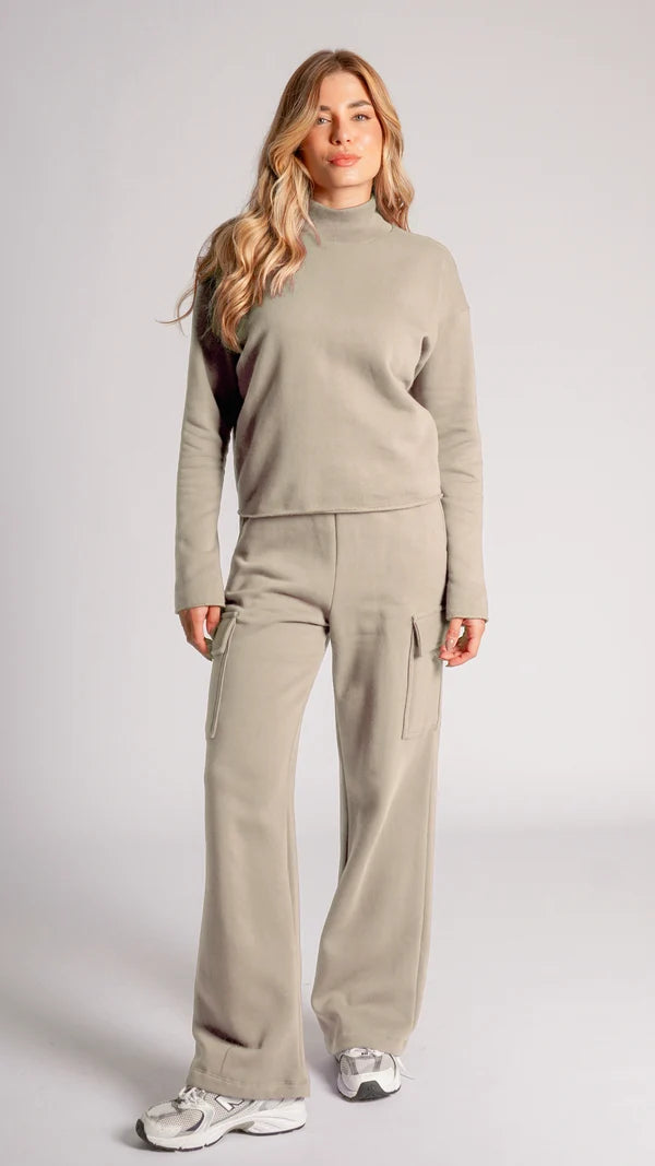 Conjunto Moletom Premium Cargo - Caqui