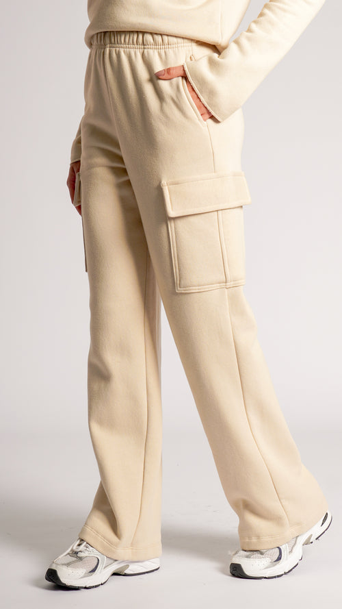 Calça Moletom Cargo Premium - Bege