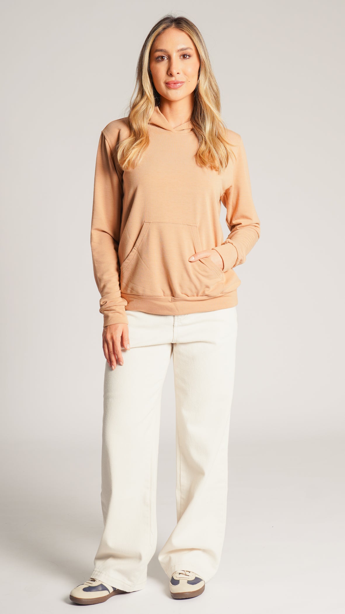 Blusa Moletinho Premium Canguru - Bege