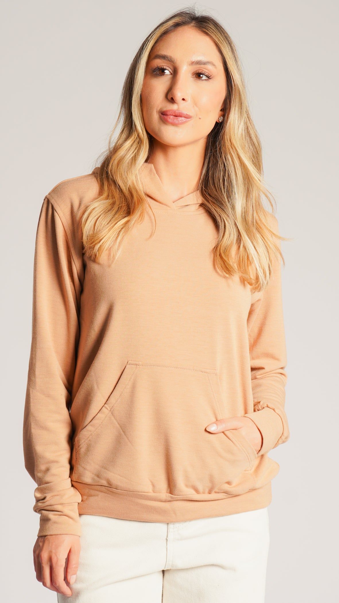Blusa Moletinho Premium Canguru - Bege