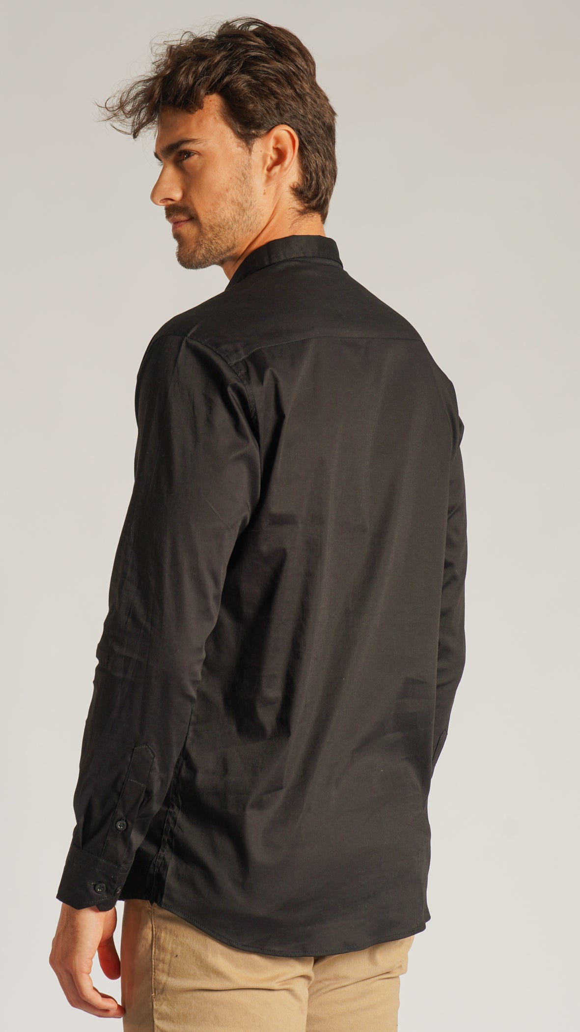 Camisa Tricoline Manga Longa - Preta