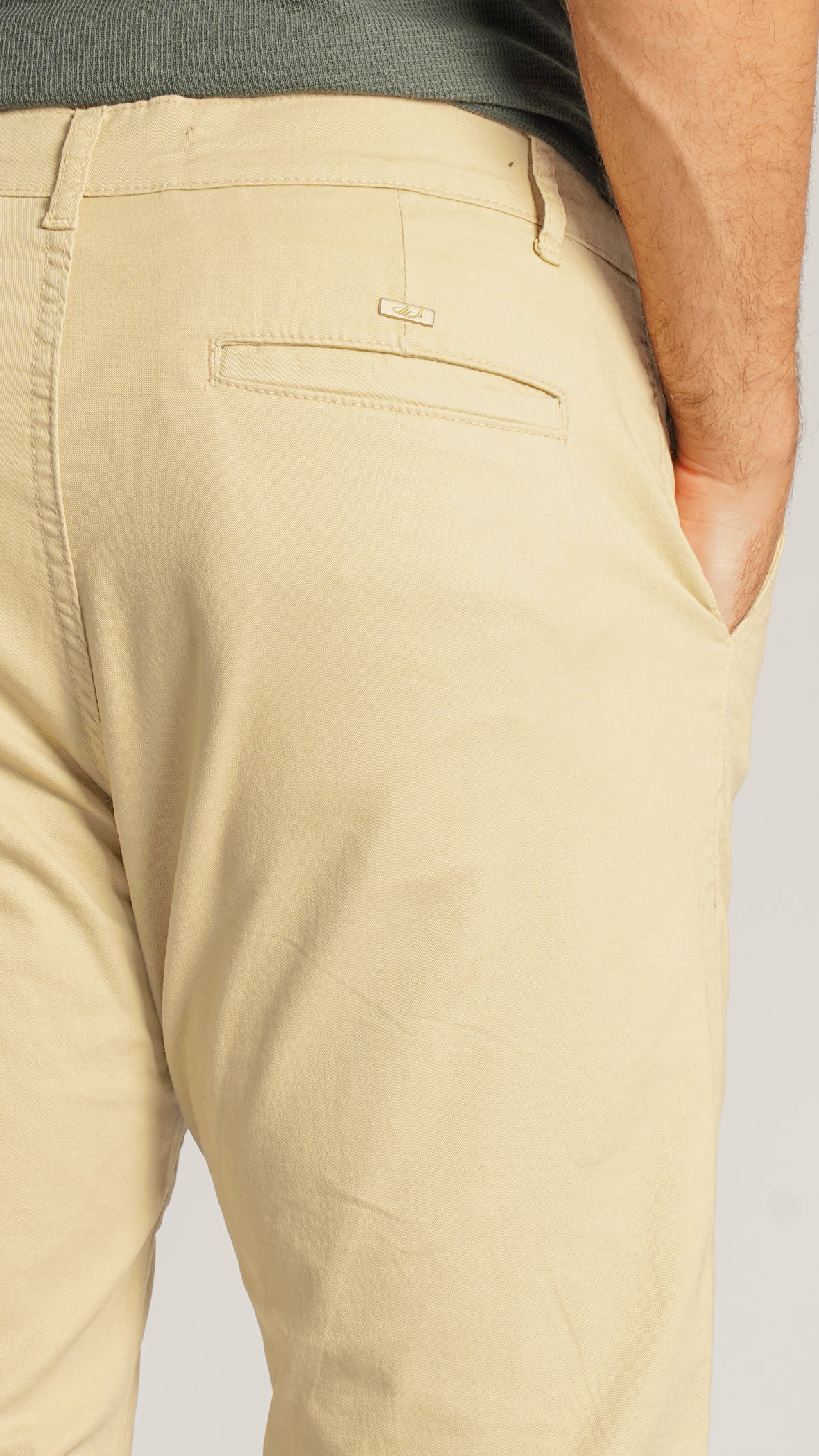 Calça Sarja Bolso Faca - Bege