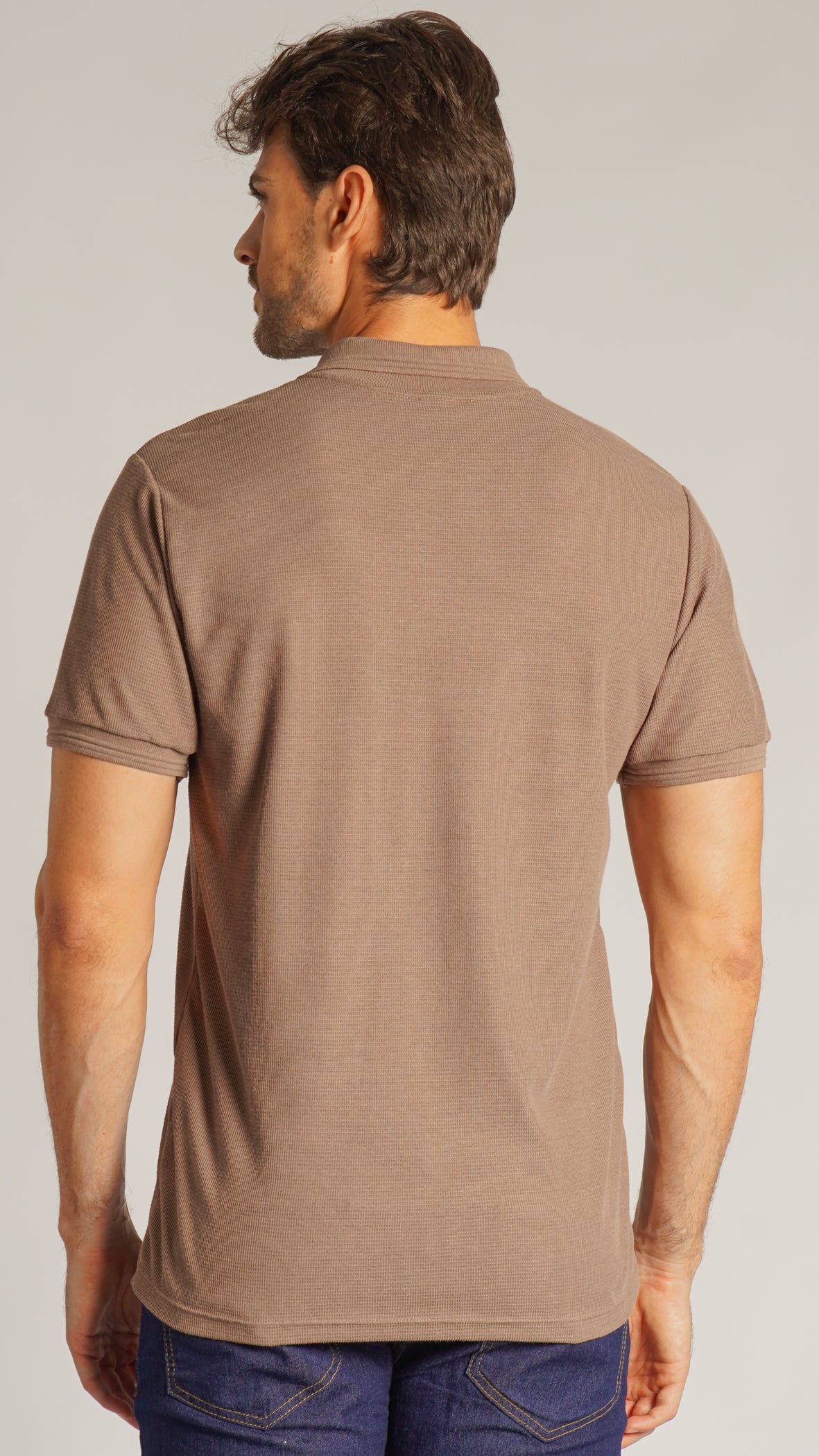 Camisa Polo Tricô Diamond - Bege Escuro