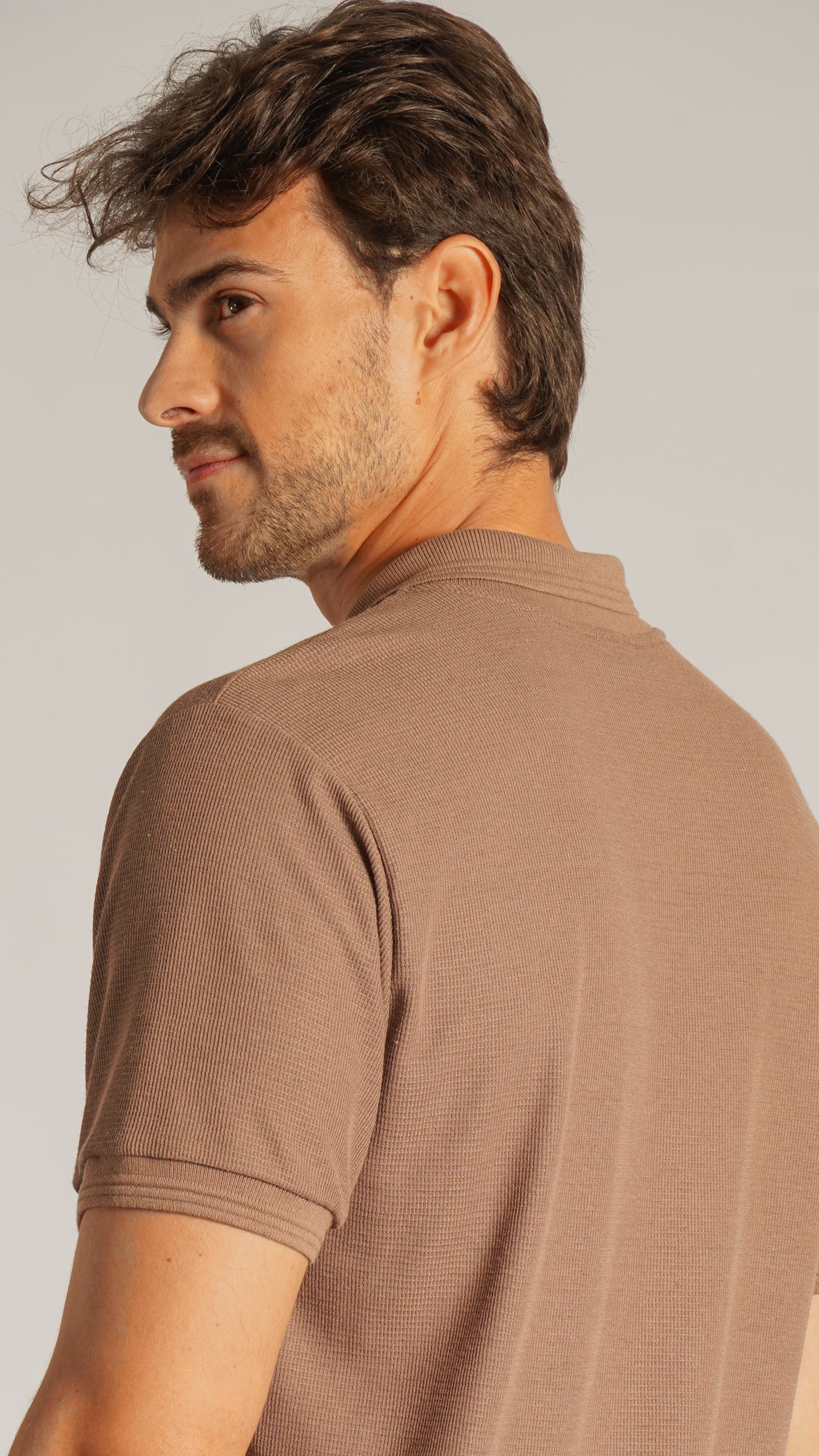 Camisa Polo Tricô Diamond - Bege Escuro