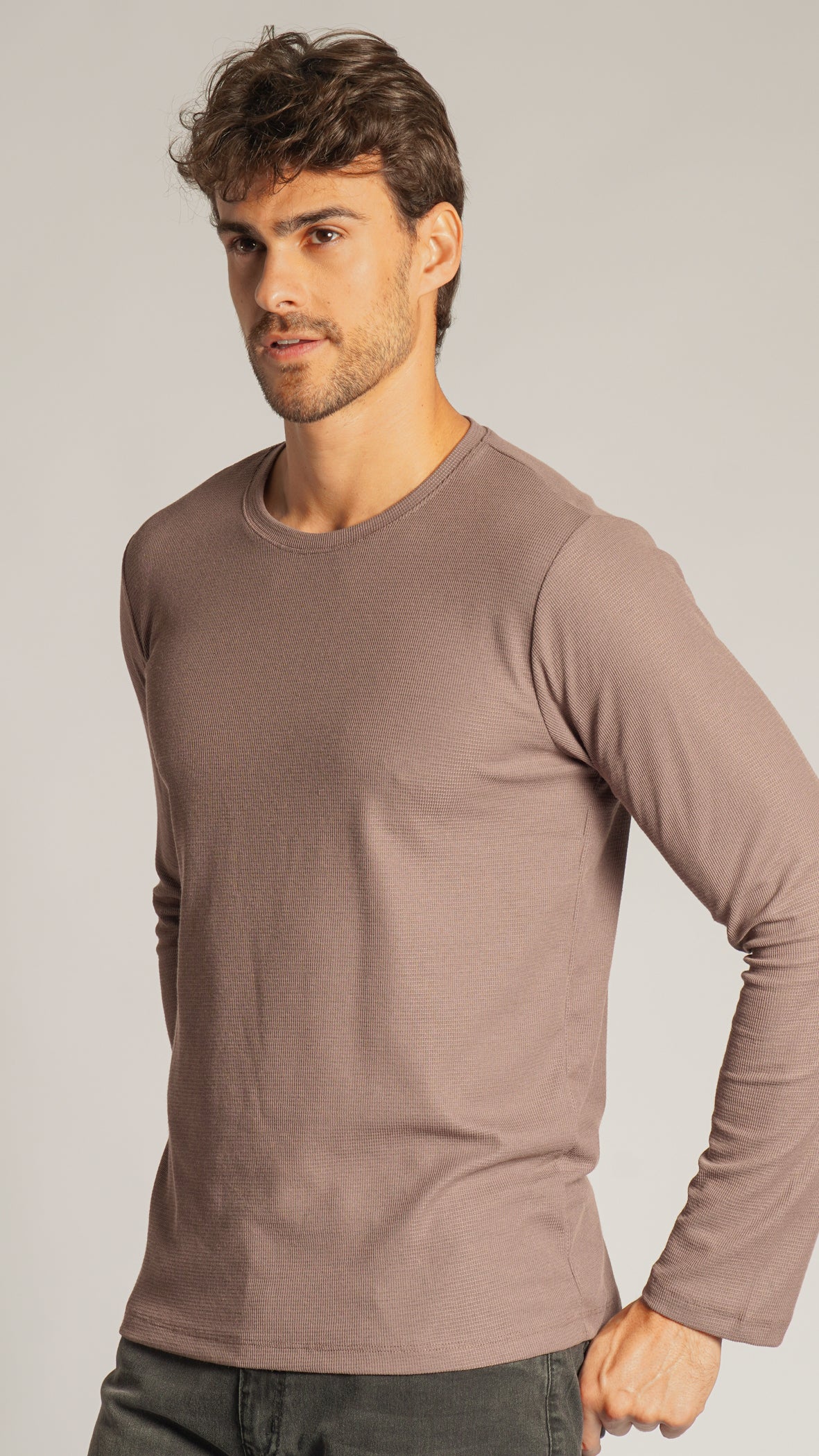Camiseta Manga Longa Tricô Diamond - Nude