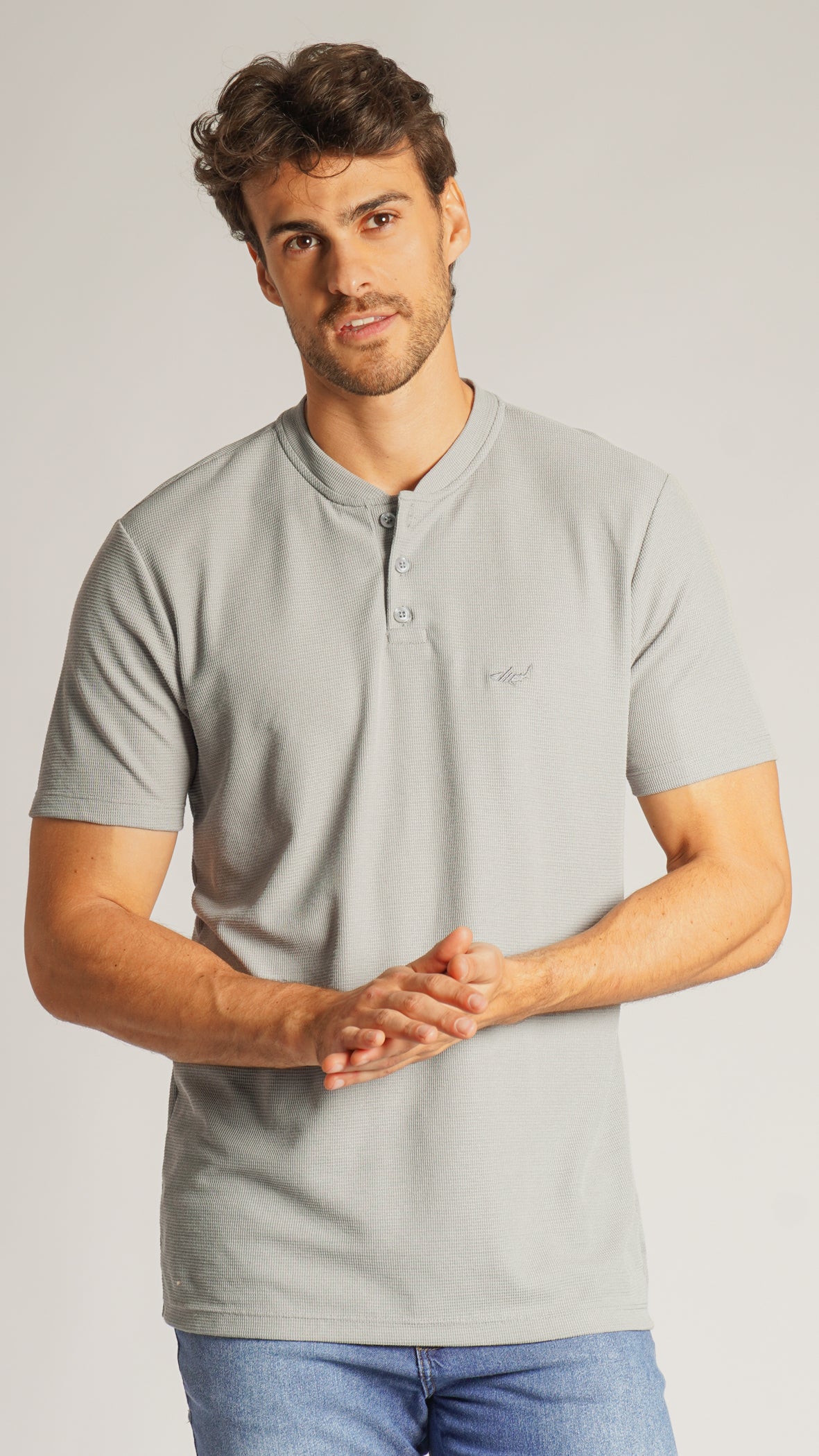 Camiseta Tricô Gola Portuguesa - Cinza