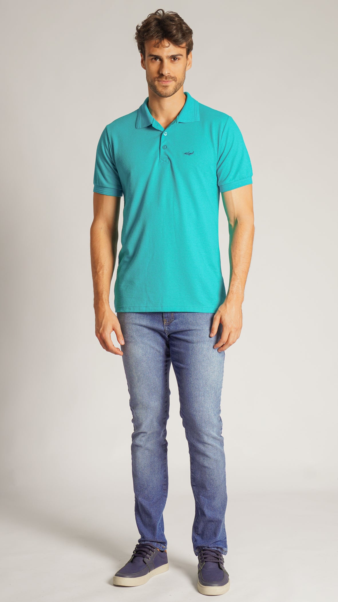 Camisa Polo Colmeia - Verde Água