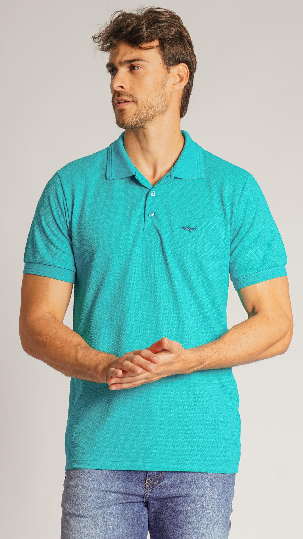 Camisa Polo Colmeia - Verde Água