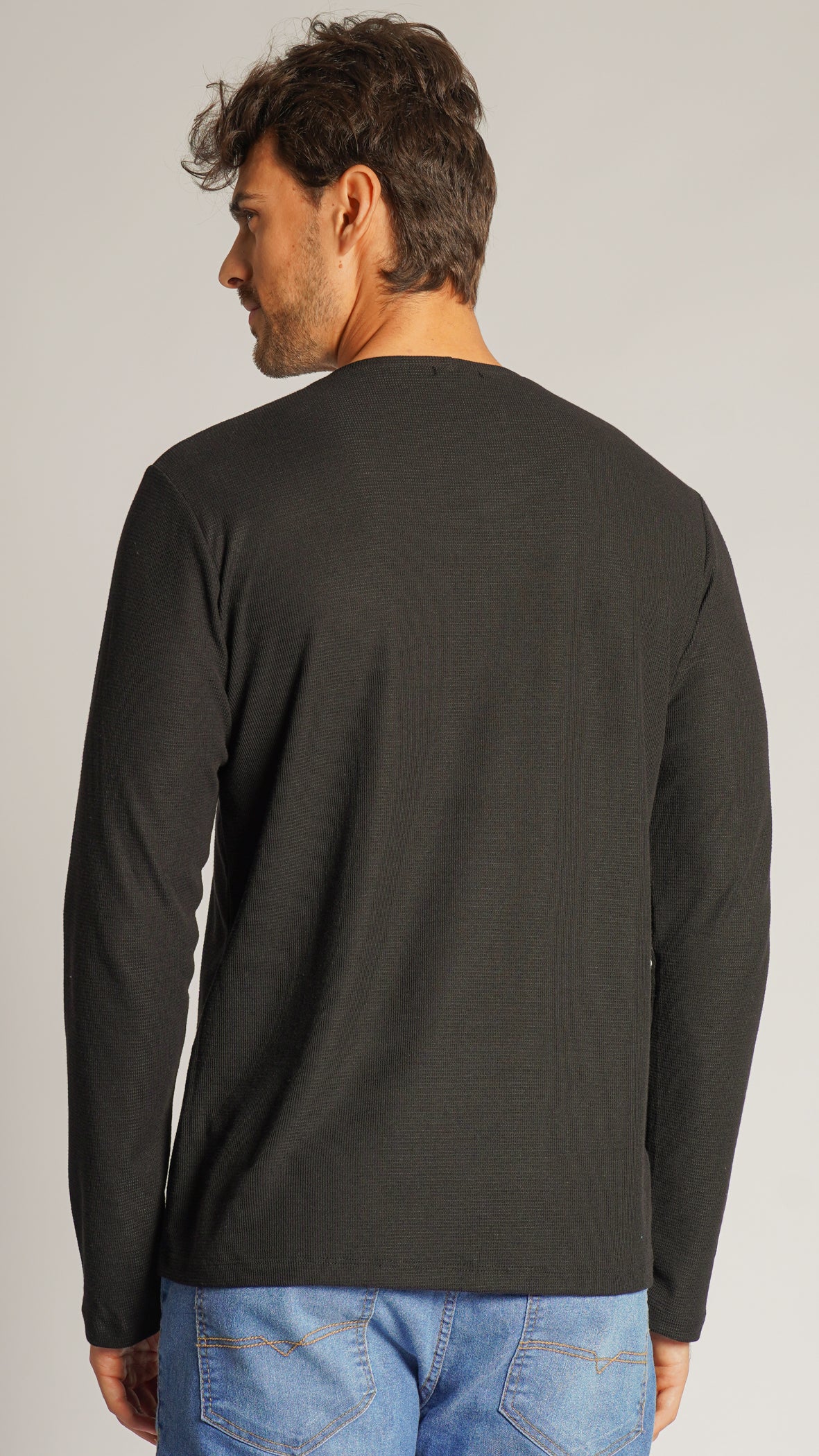 Camiseta Manga Longa Tricô Diamond - Preta