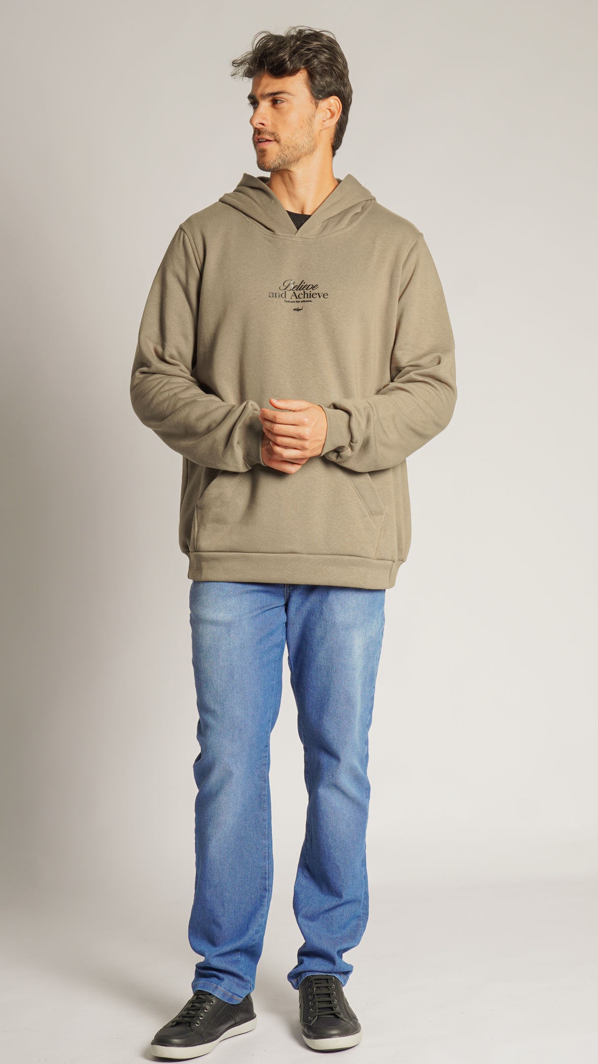 Moletom Canguru Premium Believe - Caqui