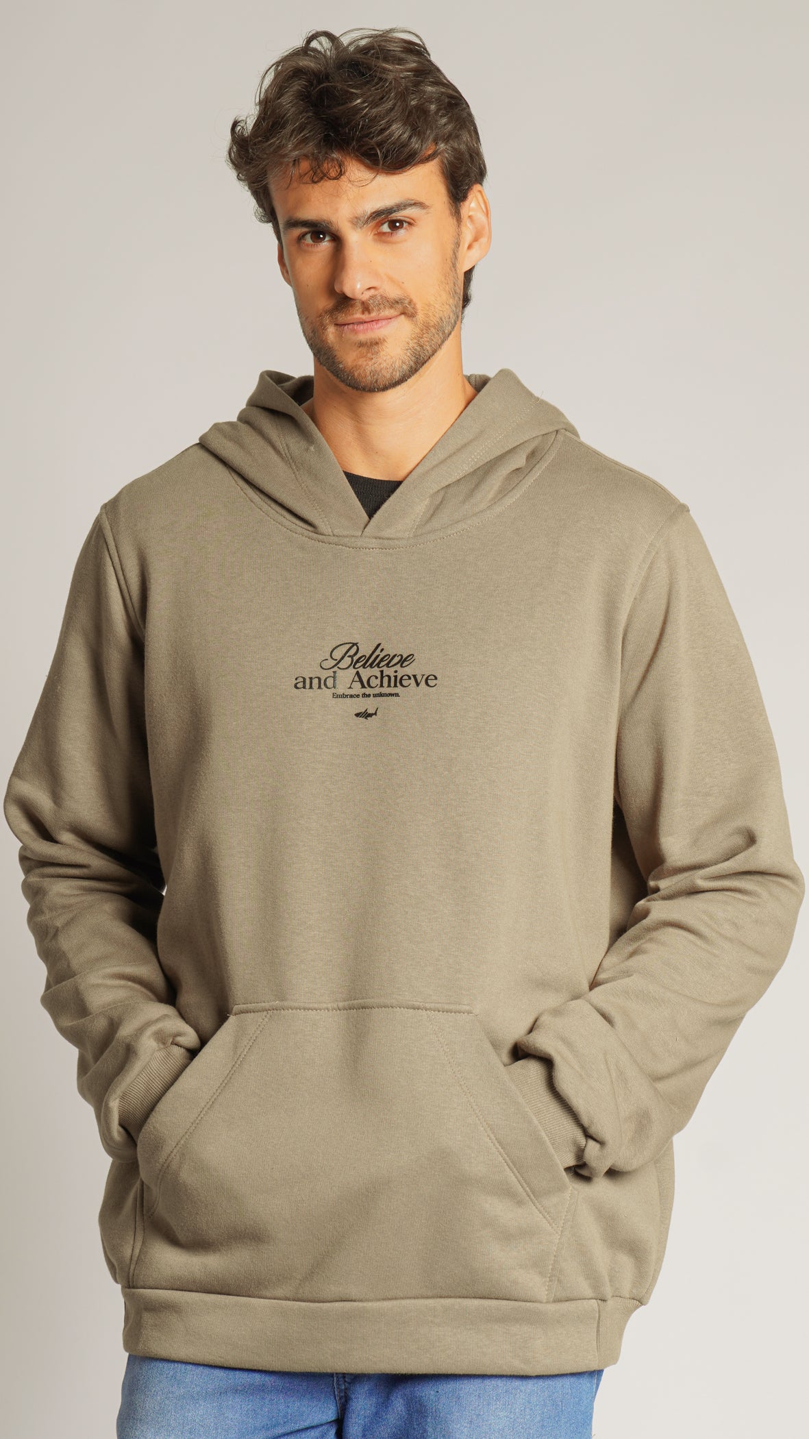 Moletom Canguru Premium Believe - Caqui
