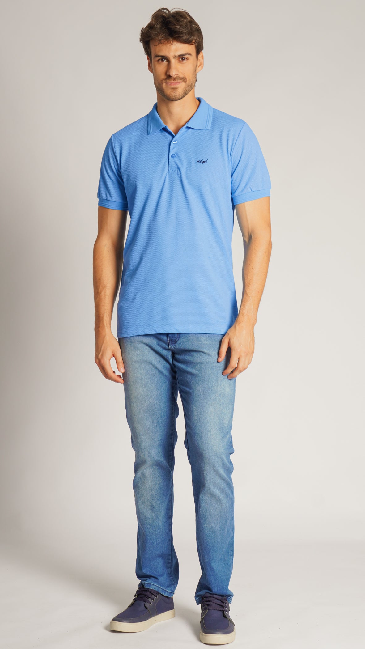 Camisa Polo Colmeia - Azul