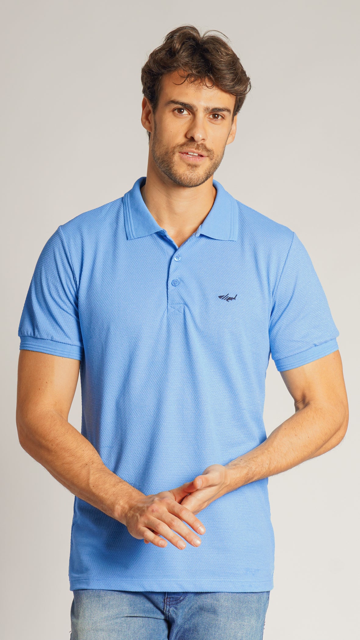 Camisa Polo Colmeia - Azul