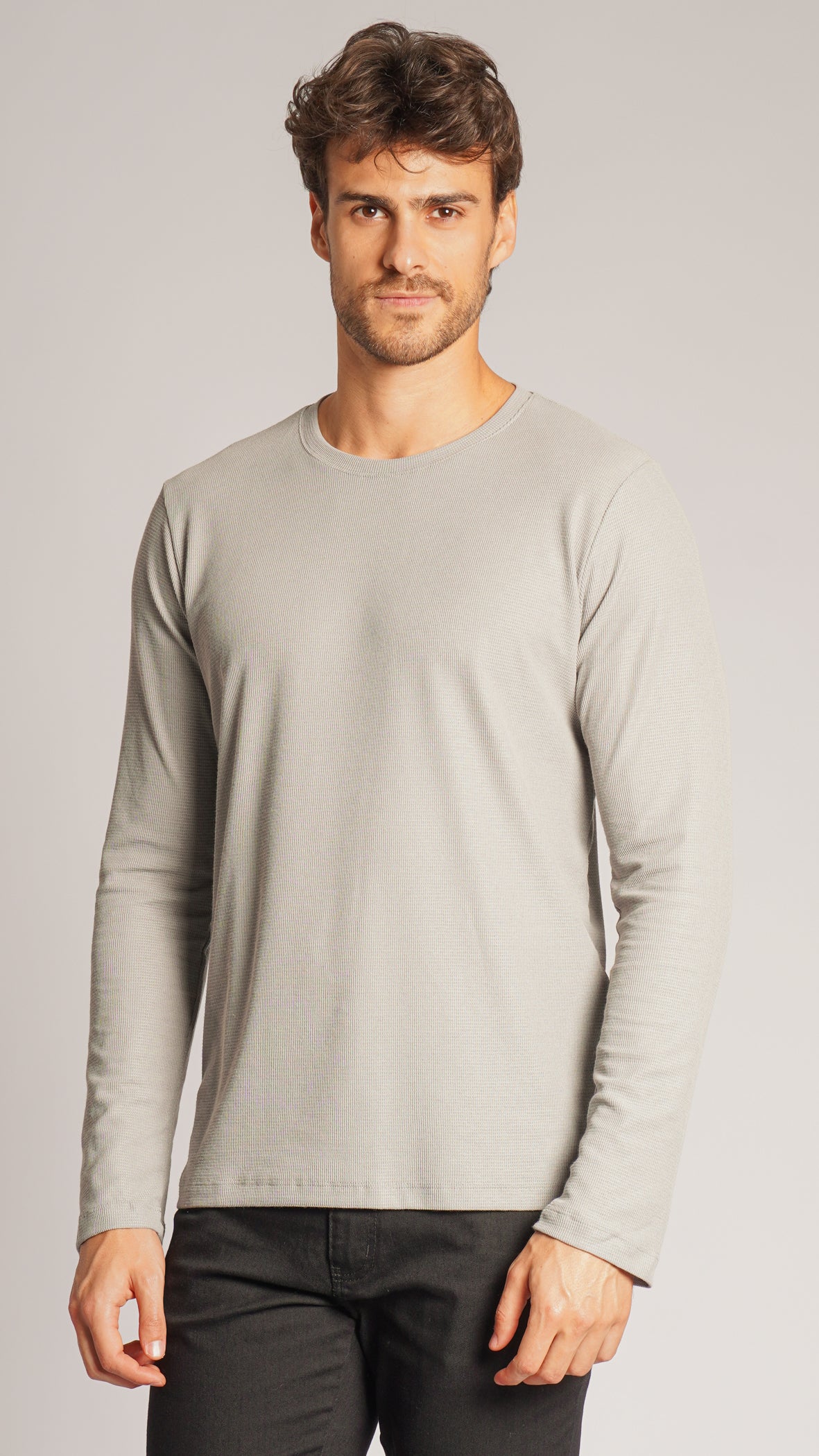Camiseta Manga Longa Tricô Diamond - Cinza