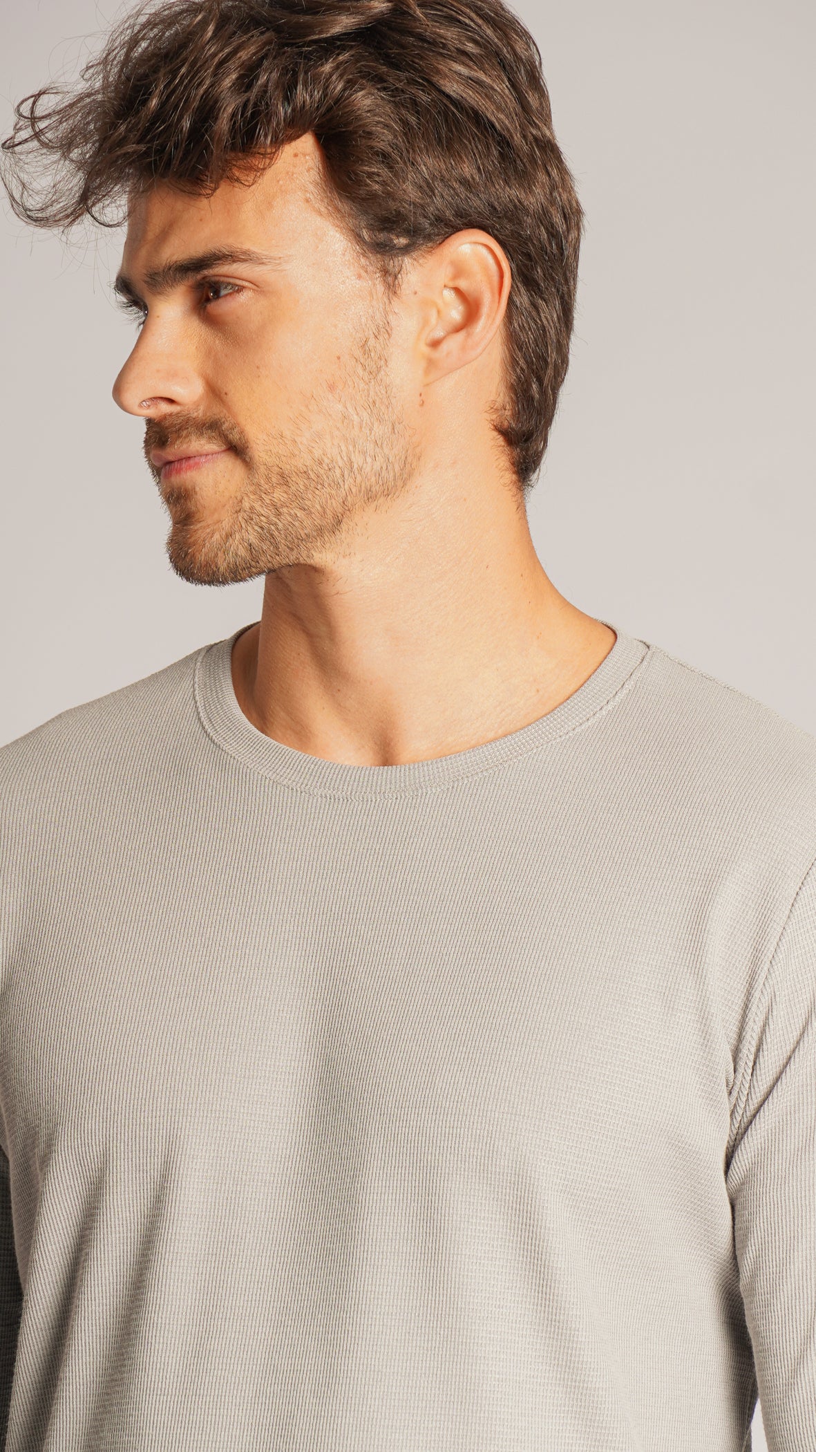 Camiseta Manga Longa Tricô Diamond - Cinza