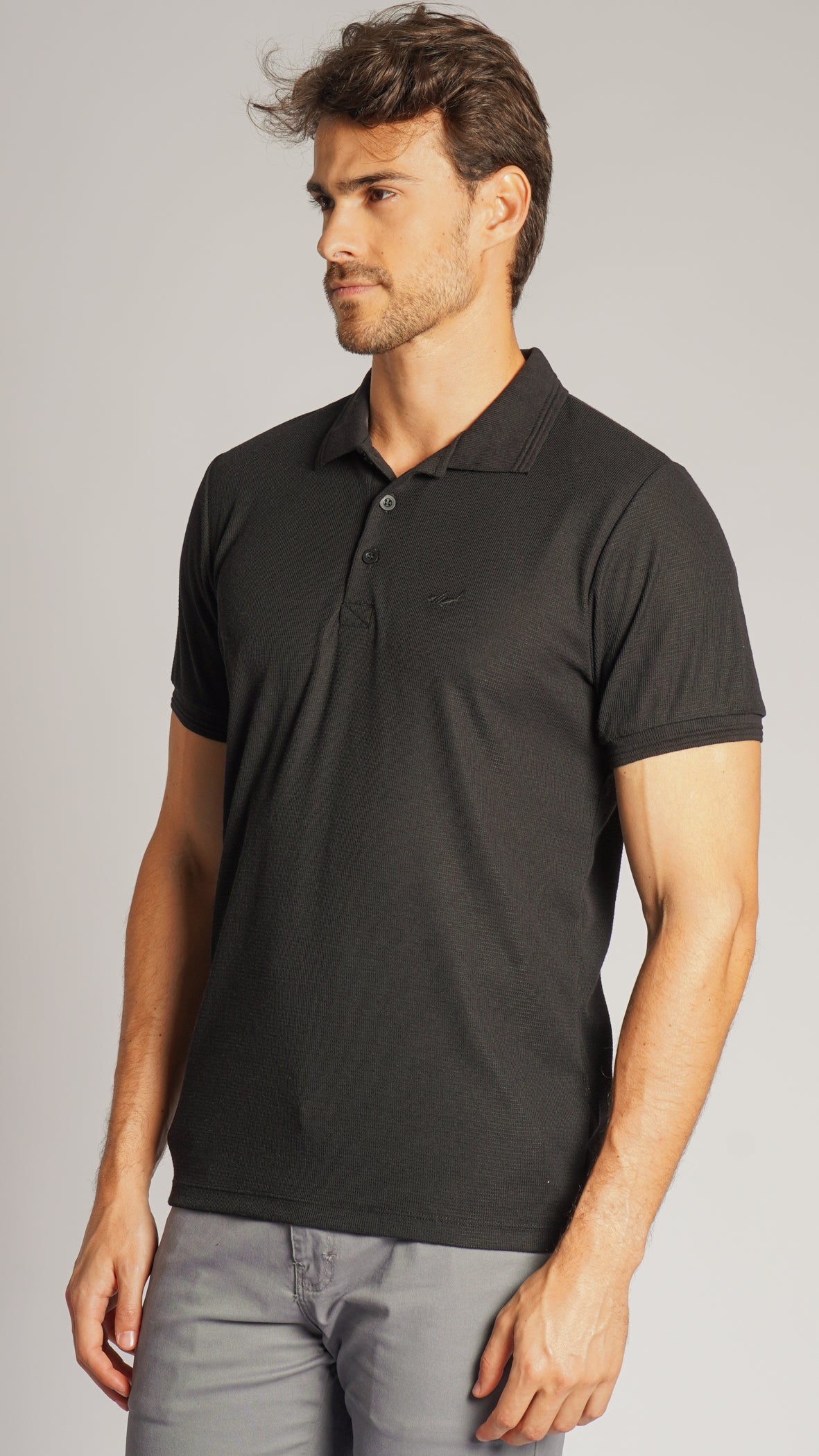Camisa Polo Tricô Diamond - Preta