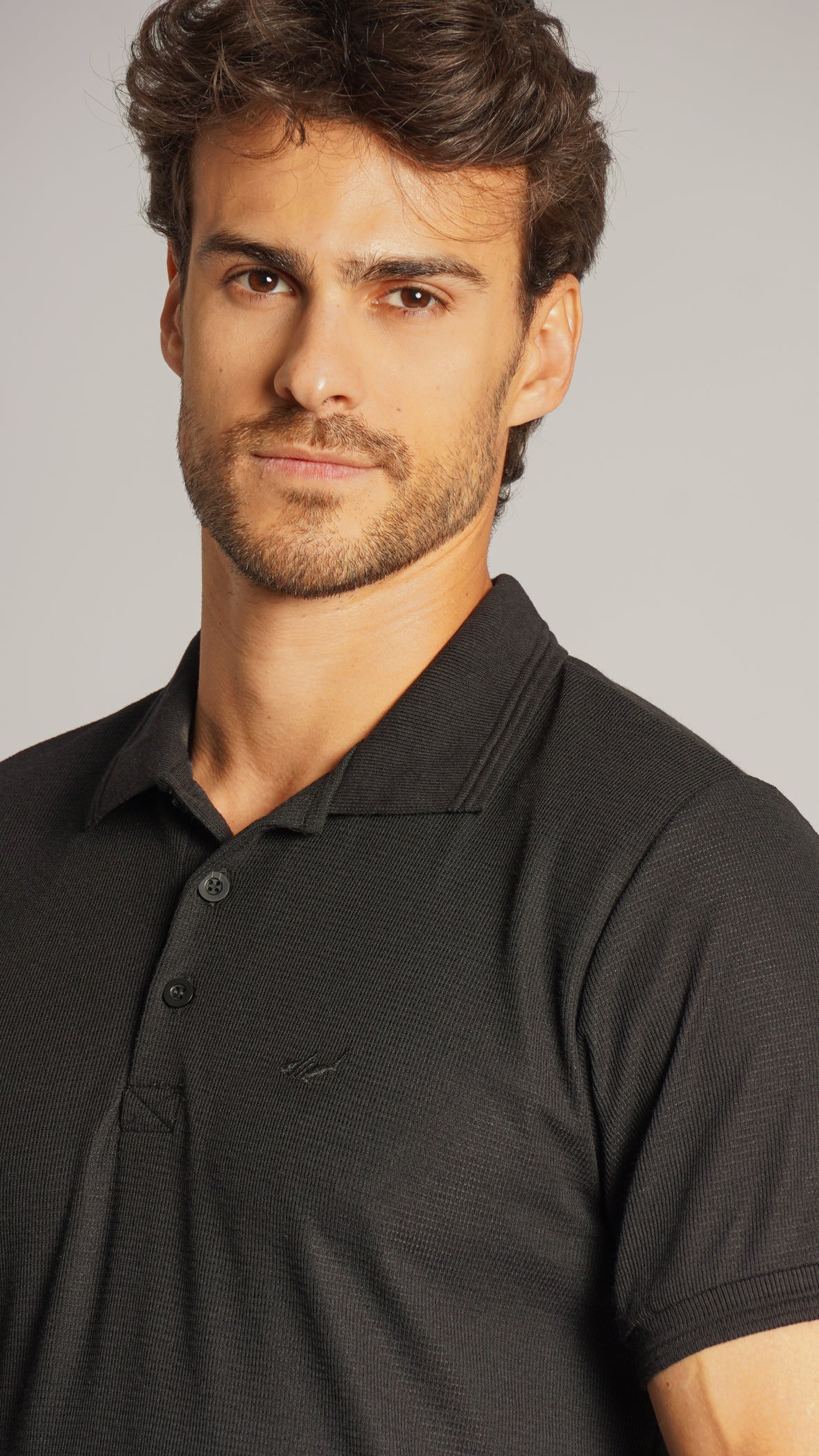 Camisa Polo Tricô Diamond - Preta