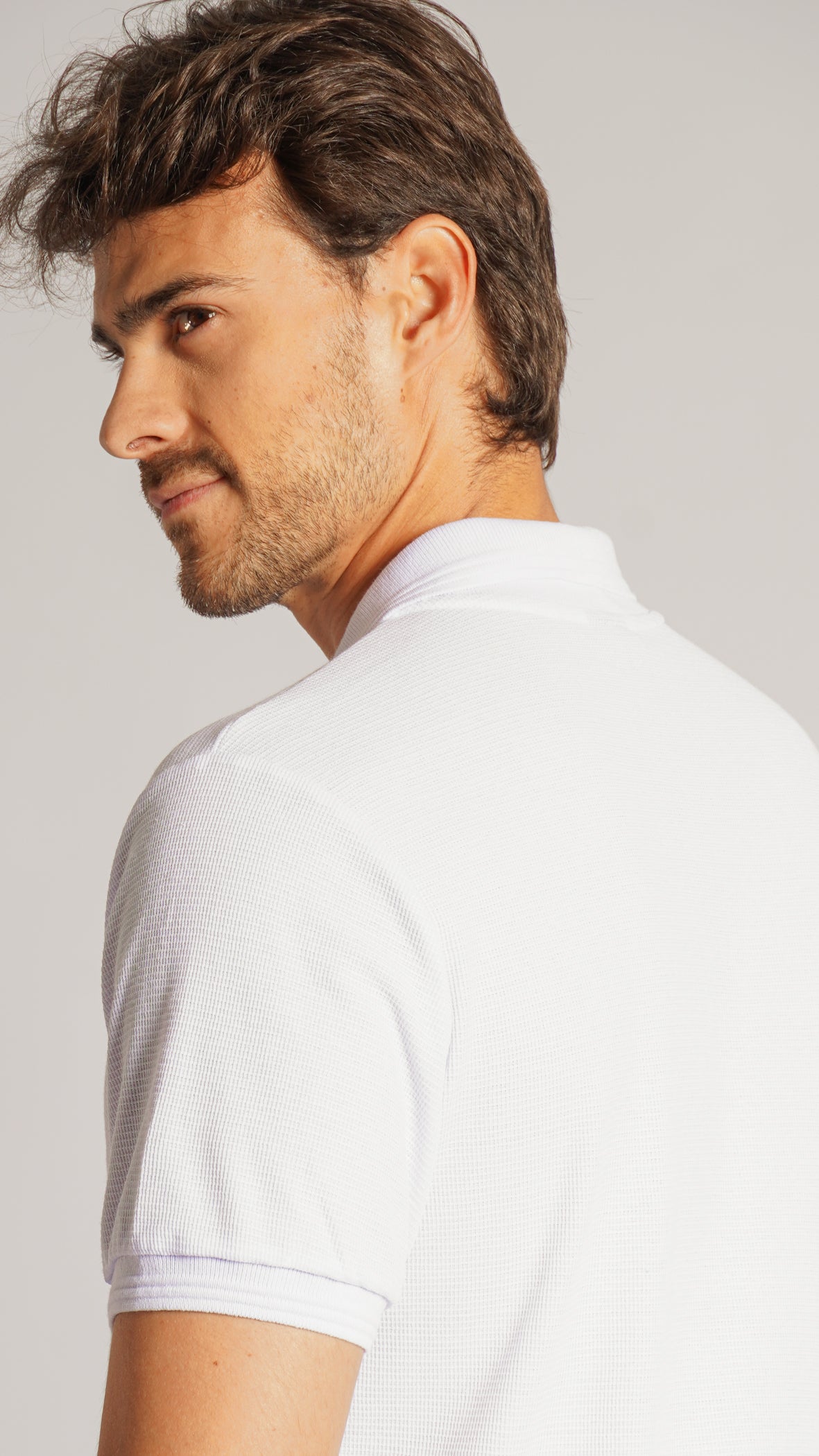 Camisa Polo Tricô Diamond - Branca