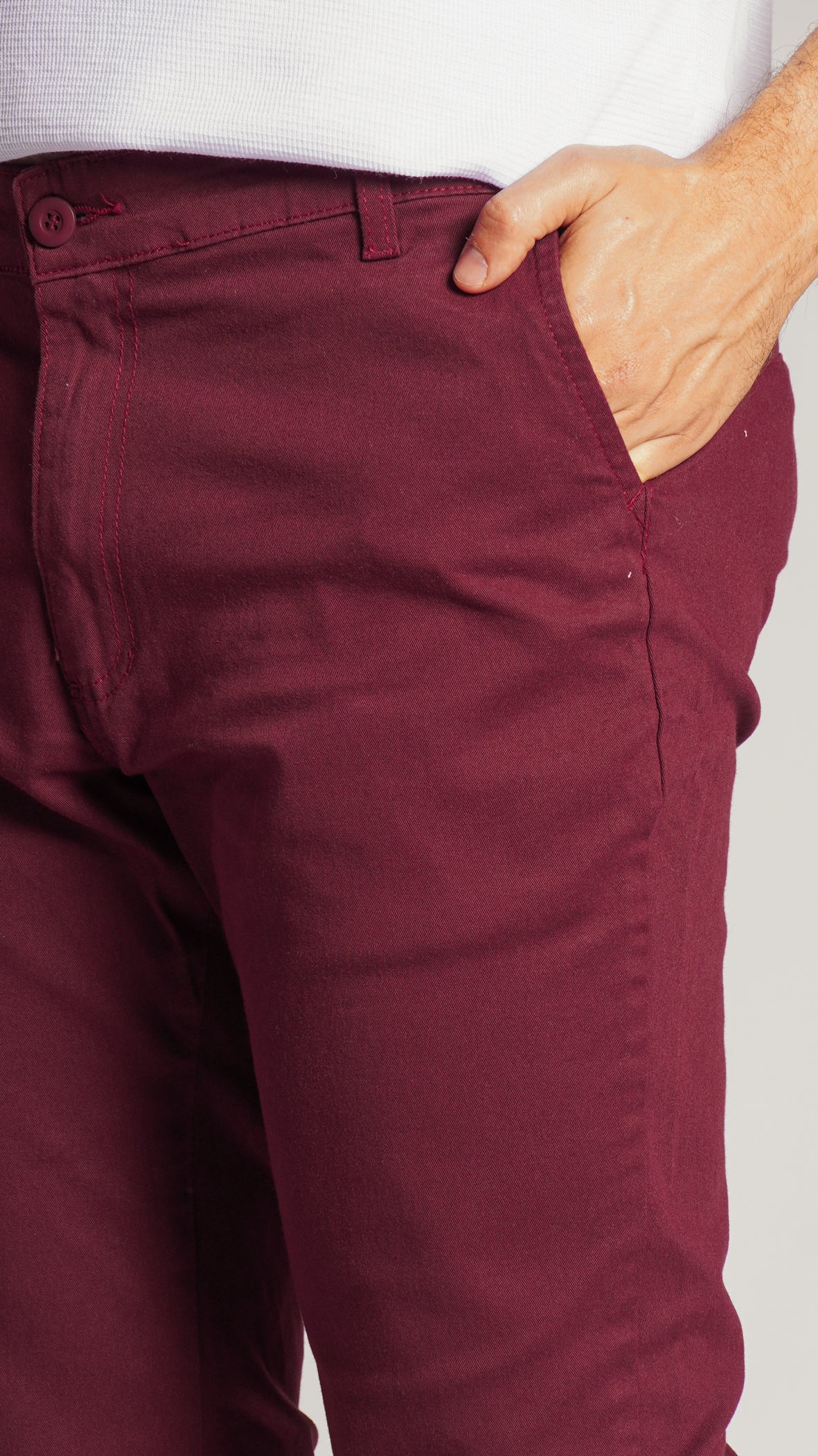 Calça Sarja Bolso Faca - Bordô
