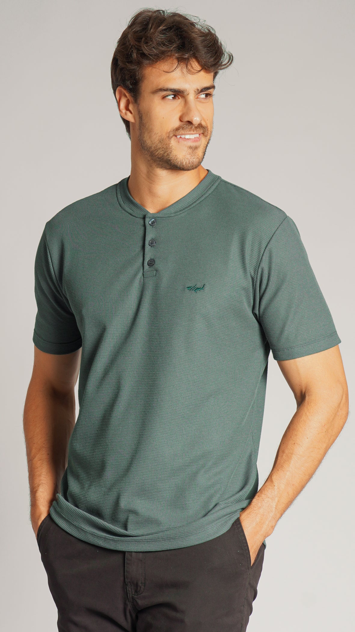 Camiseta Tricô Gola Portuguesa - Verde Petróleo