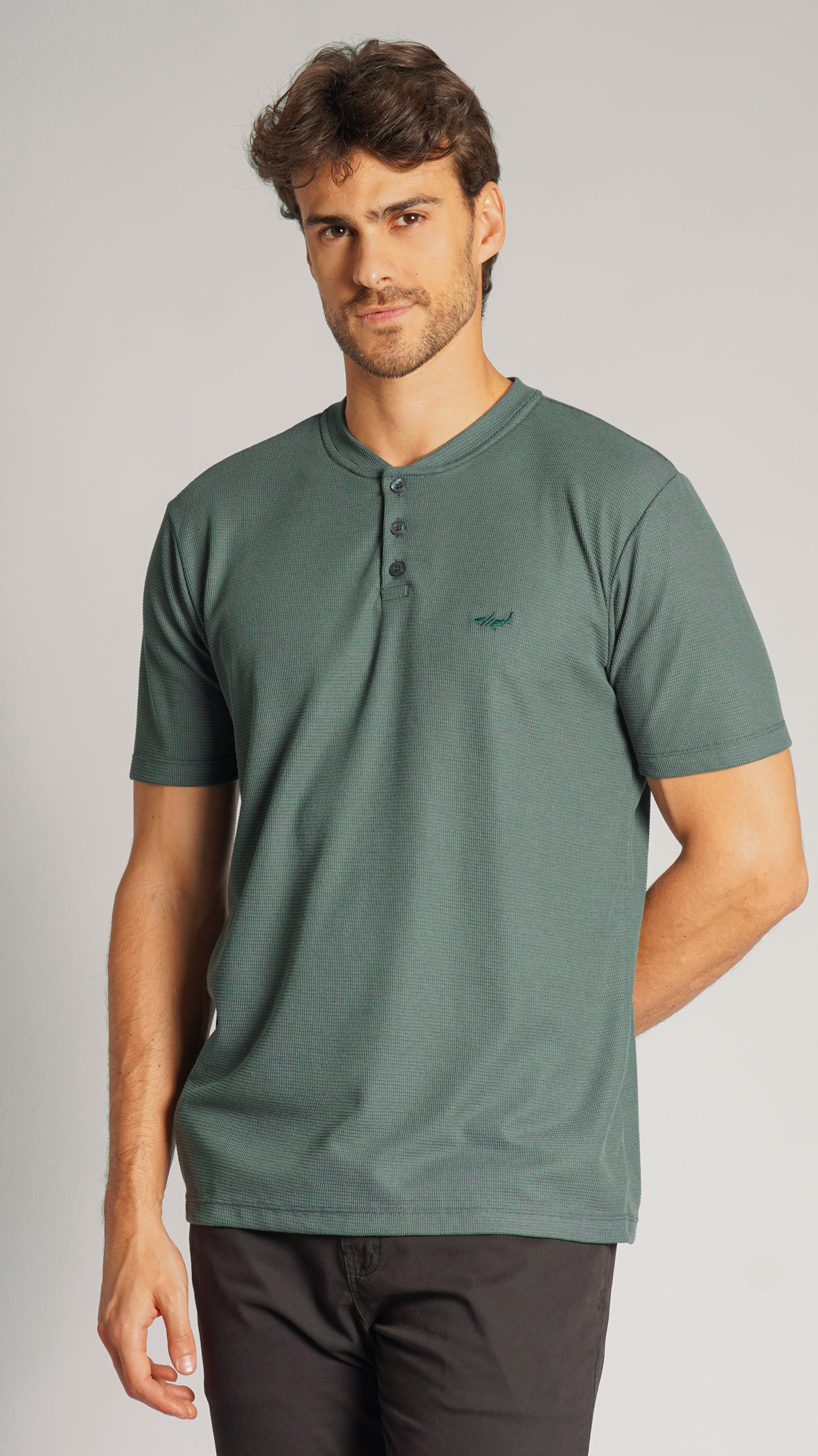 Camiseta Tricô Gola Portuguesa - Verde Petróleo