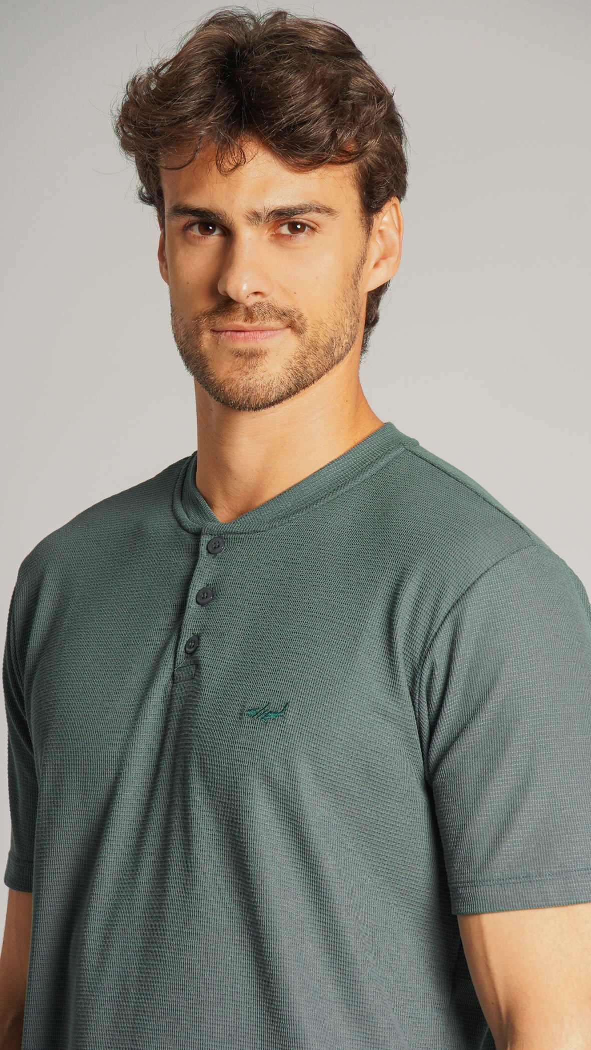 Camiseta Tricô Gola Portuguesa - Verde Petróleo