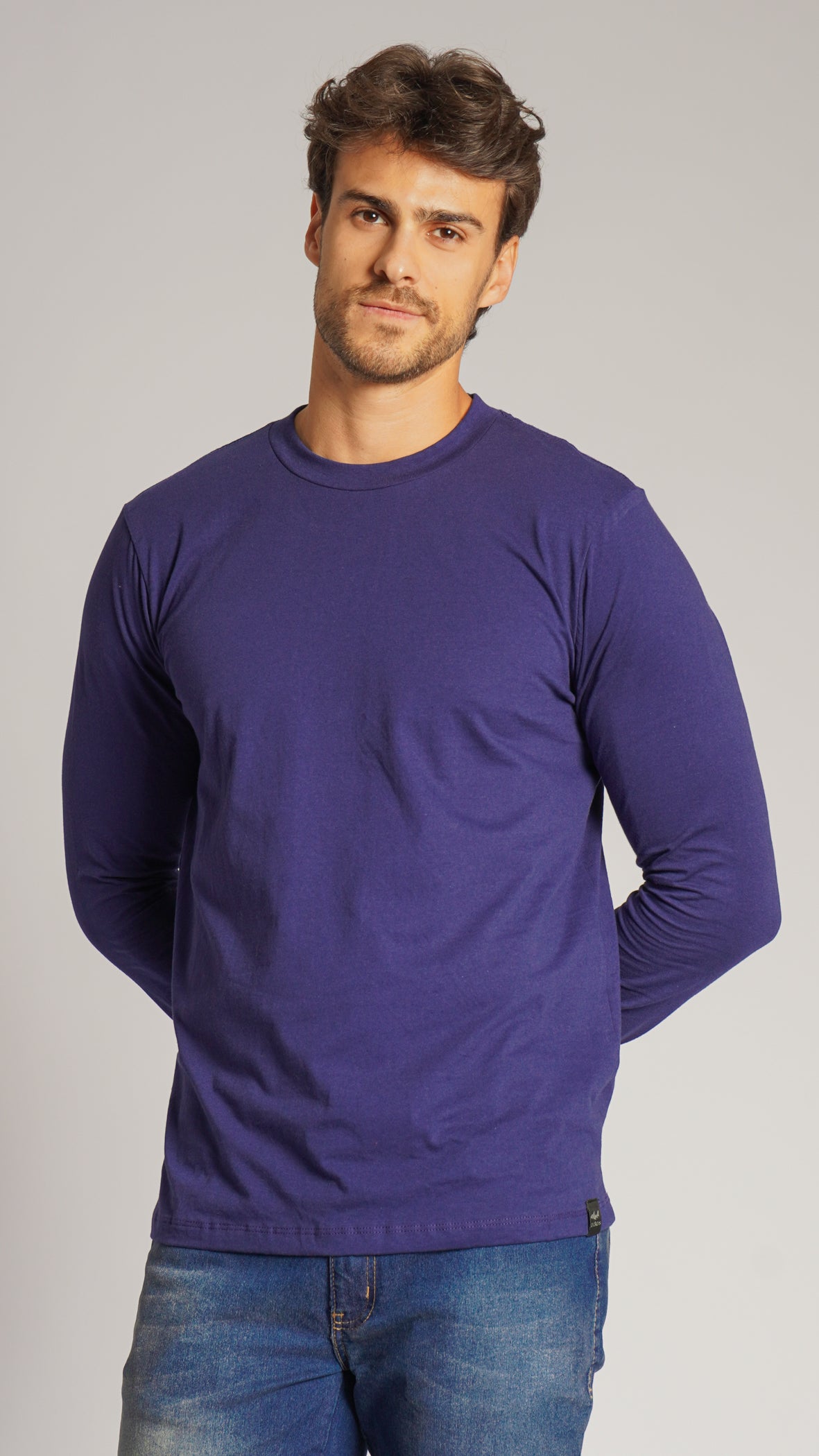 Camiseta Manga Longa Lisa - Azul Marinho