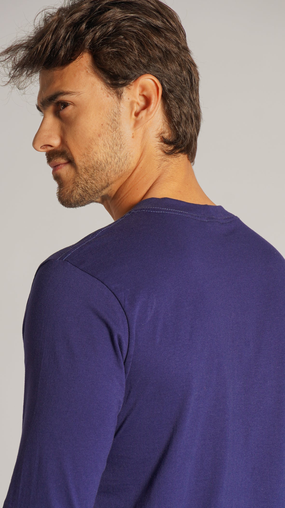 Camiseta Manga Longa Lisa - Azul Marinho