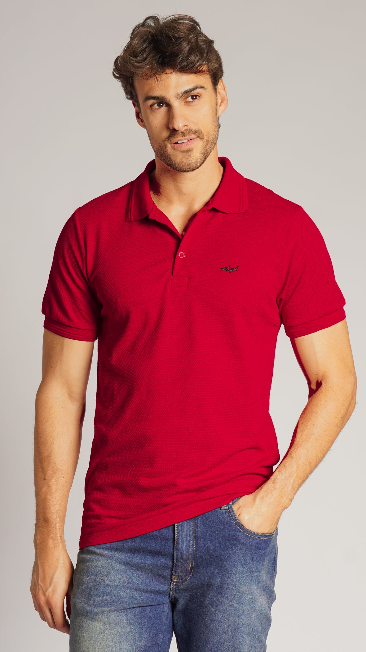 Camisa Polo Colmeia - Vermelha