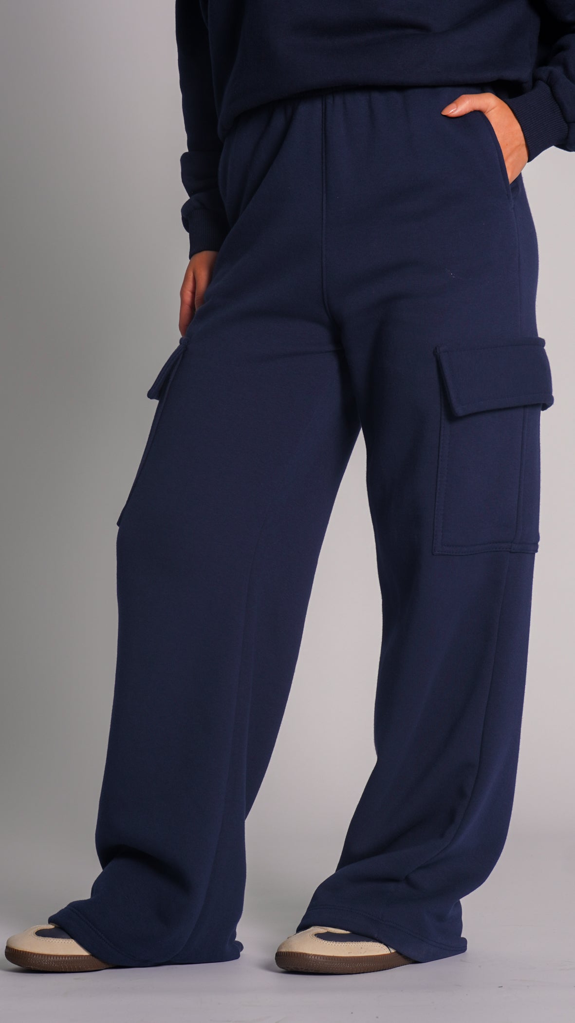 Calça Moletom Cargo Premium - Azul Marinho