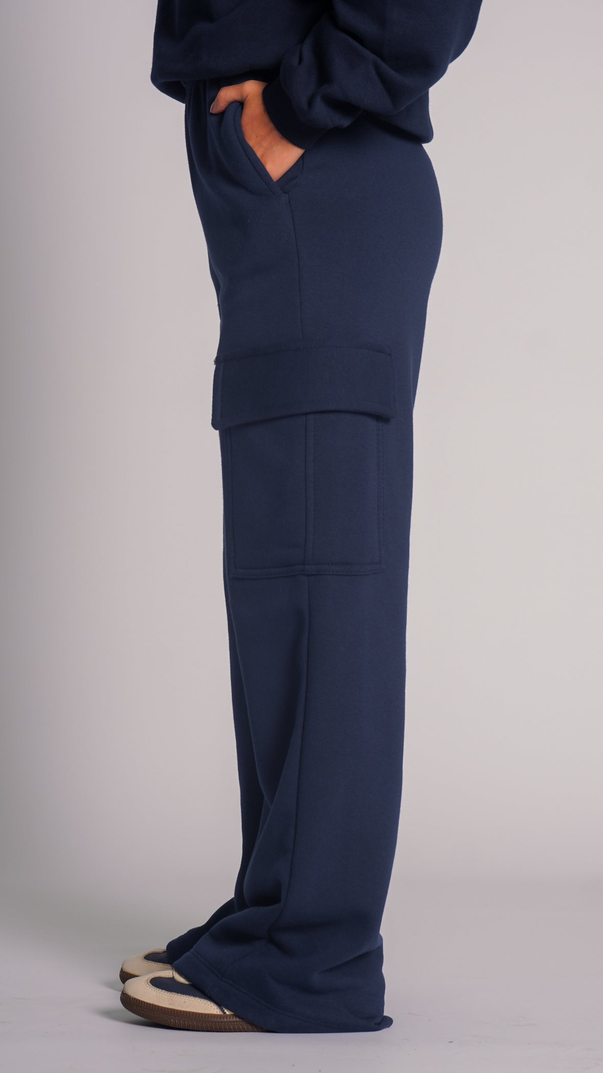 Calça Moletom Cargo Premium - Azul Marinho