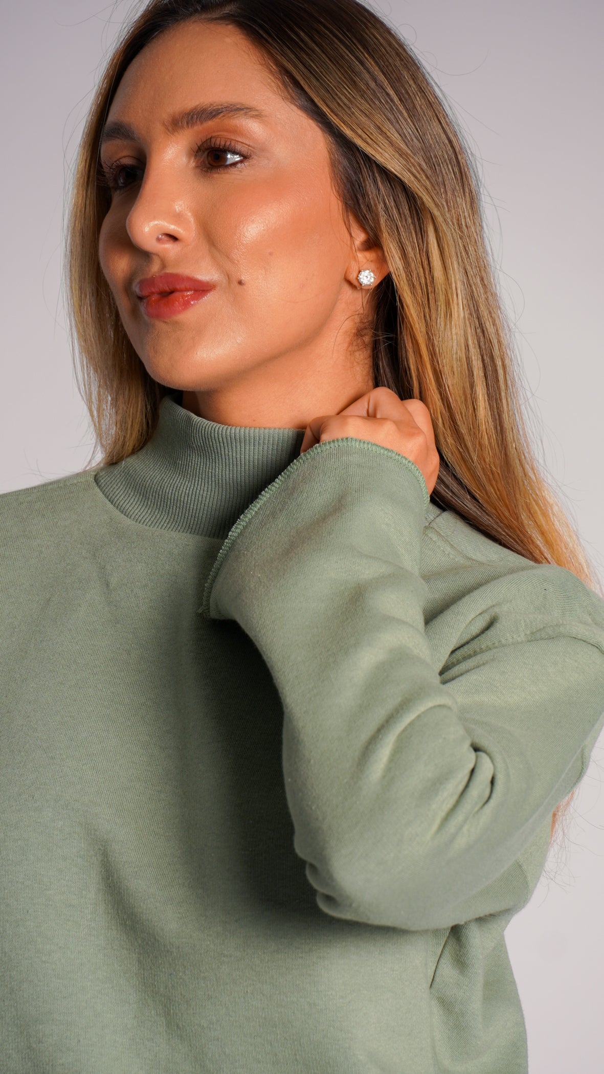 Moletom Cropped Gola Alta Premium - Verde