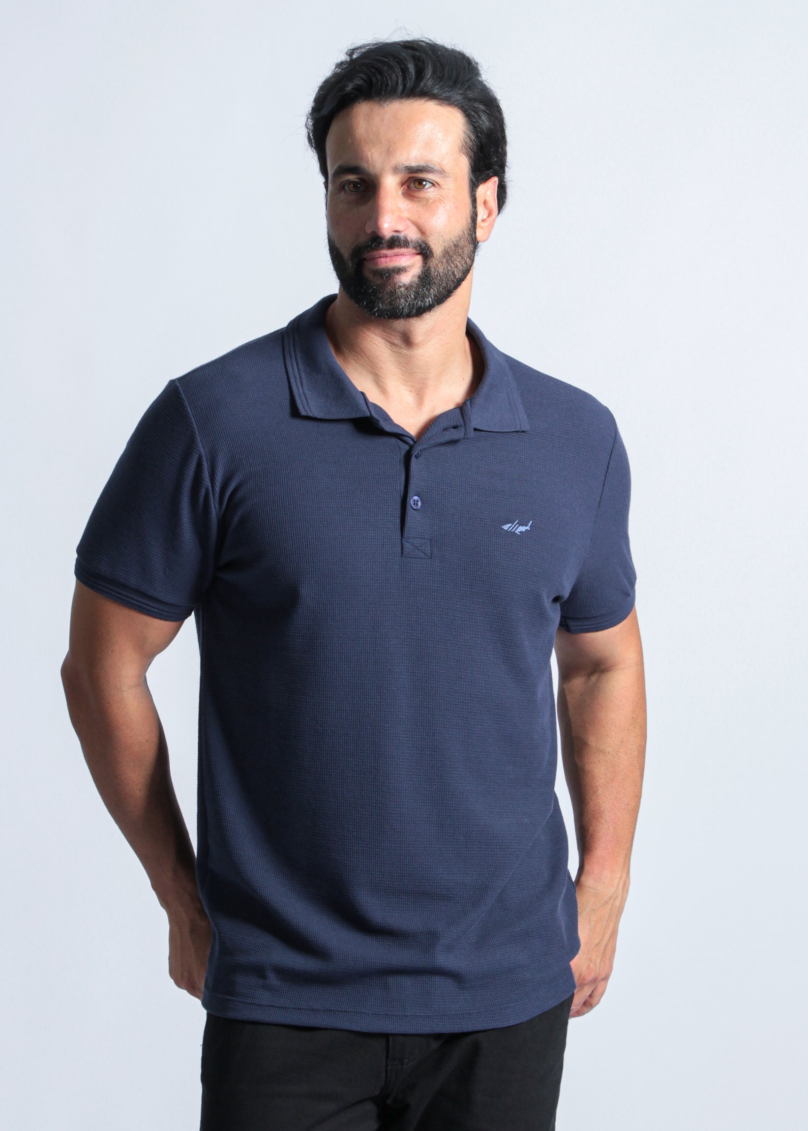 Camisa Polo Tricô Diamond - Azul Marinho