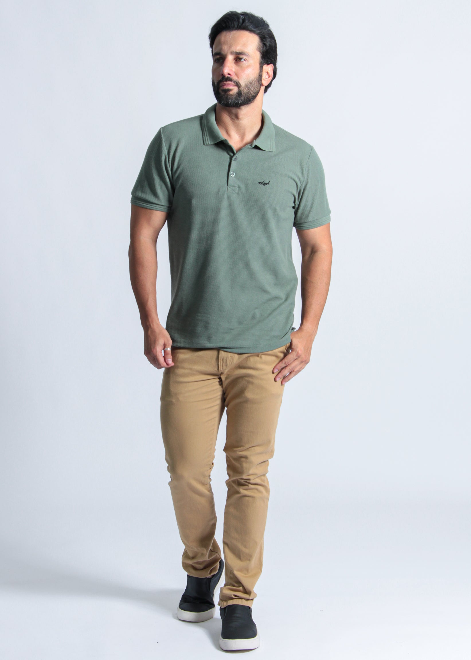 Camisa Polo Tricô Diamond - Verde Militar