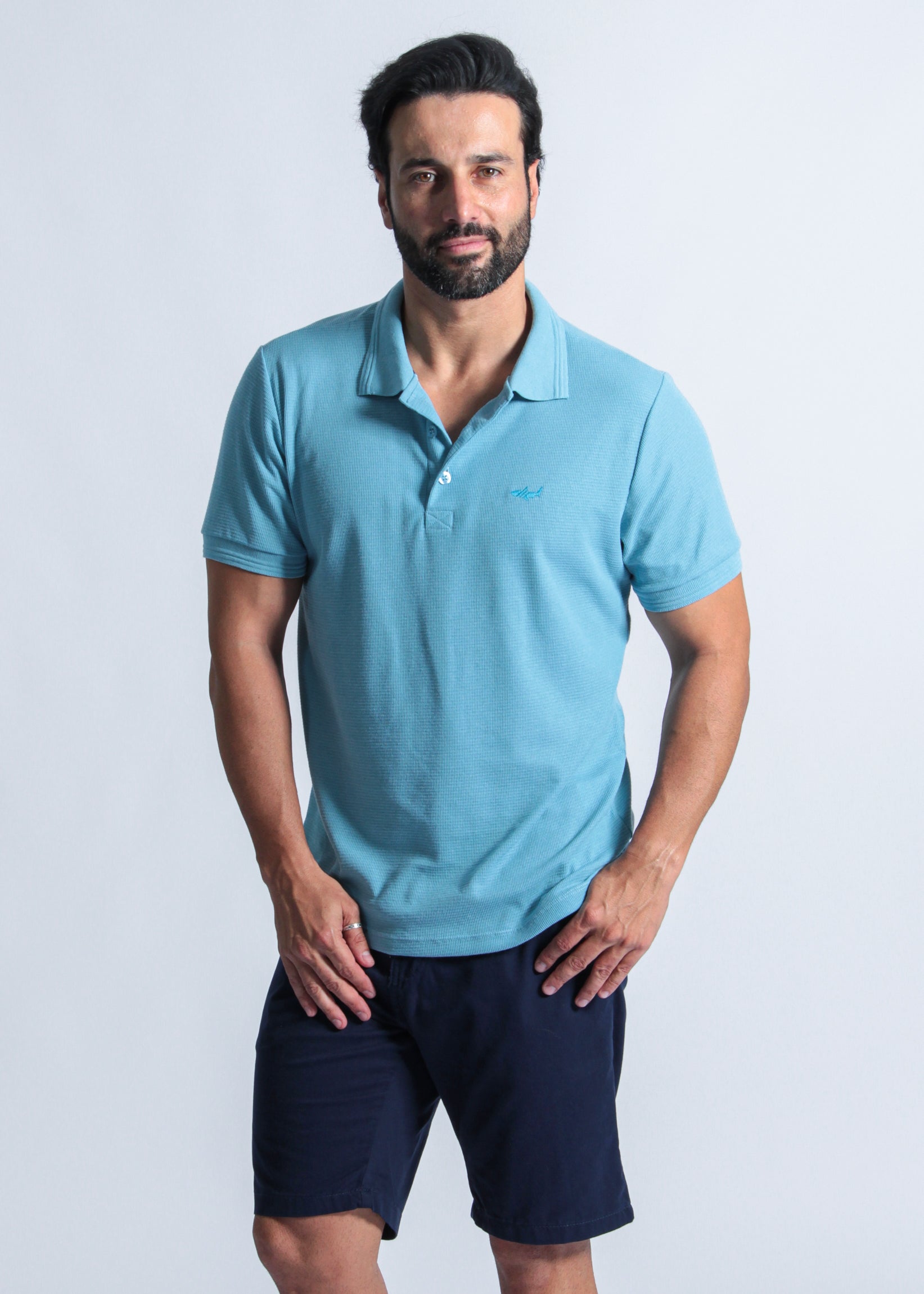 Camisa Polo Tricô Diamond - Azul