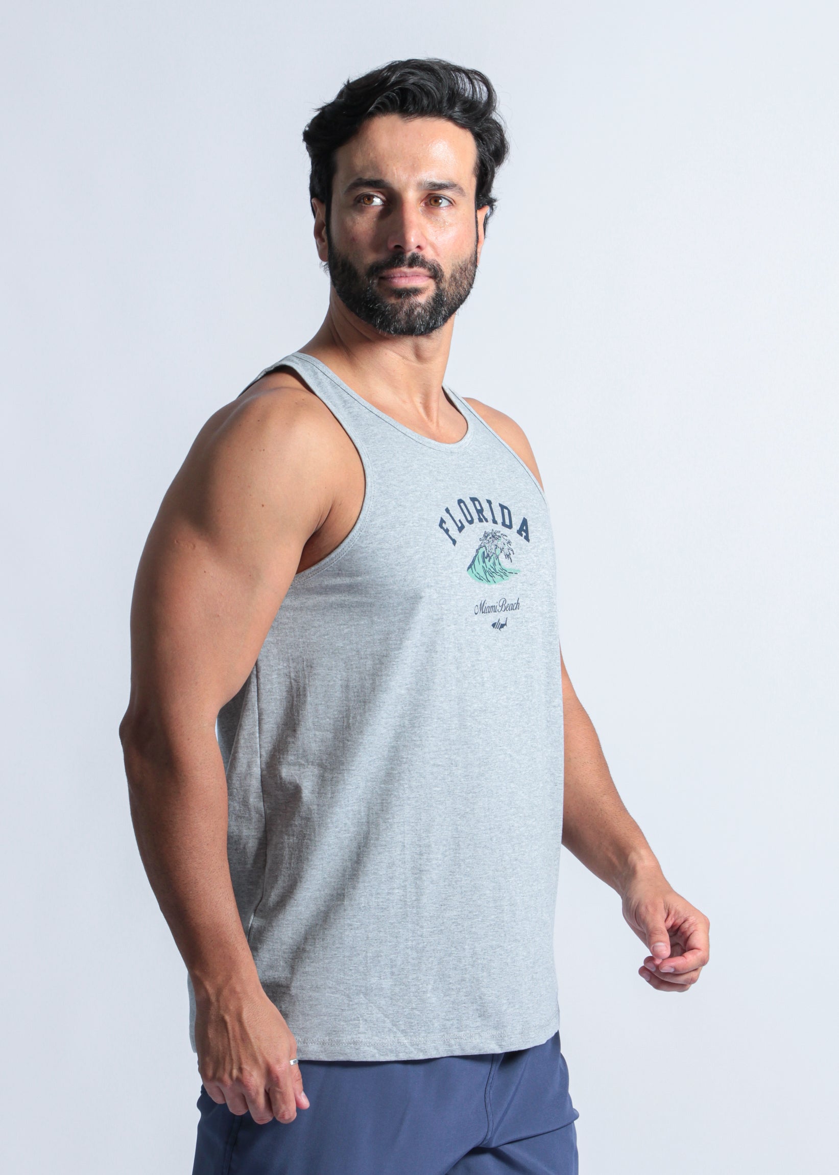 Regata Estampada Florida - Cinza