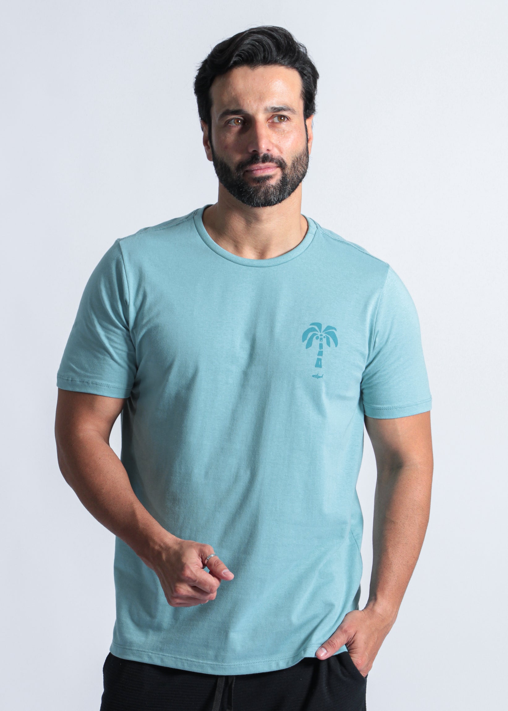 Camiseta Estampada Coqueiro - Azul