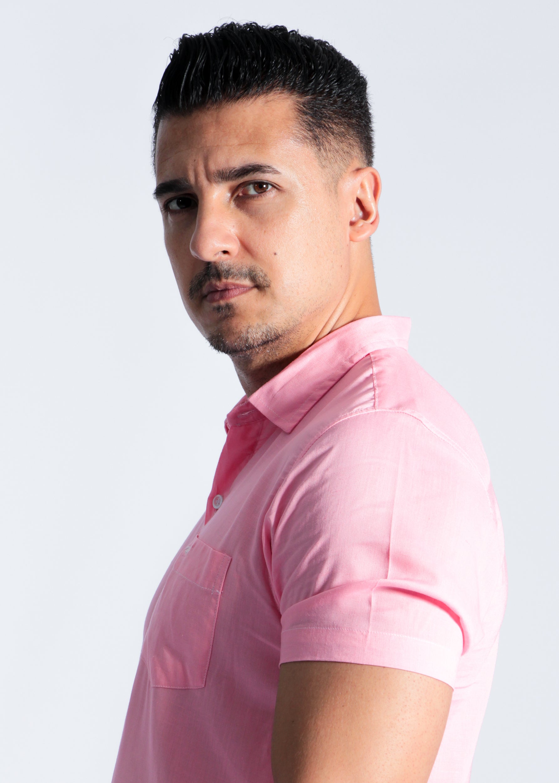 Camisa Manga Curta Linho - Rosa