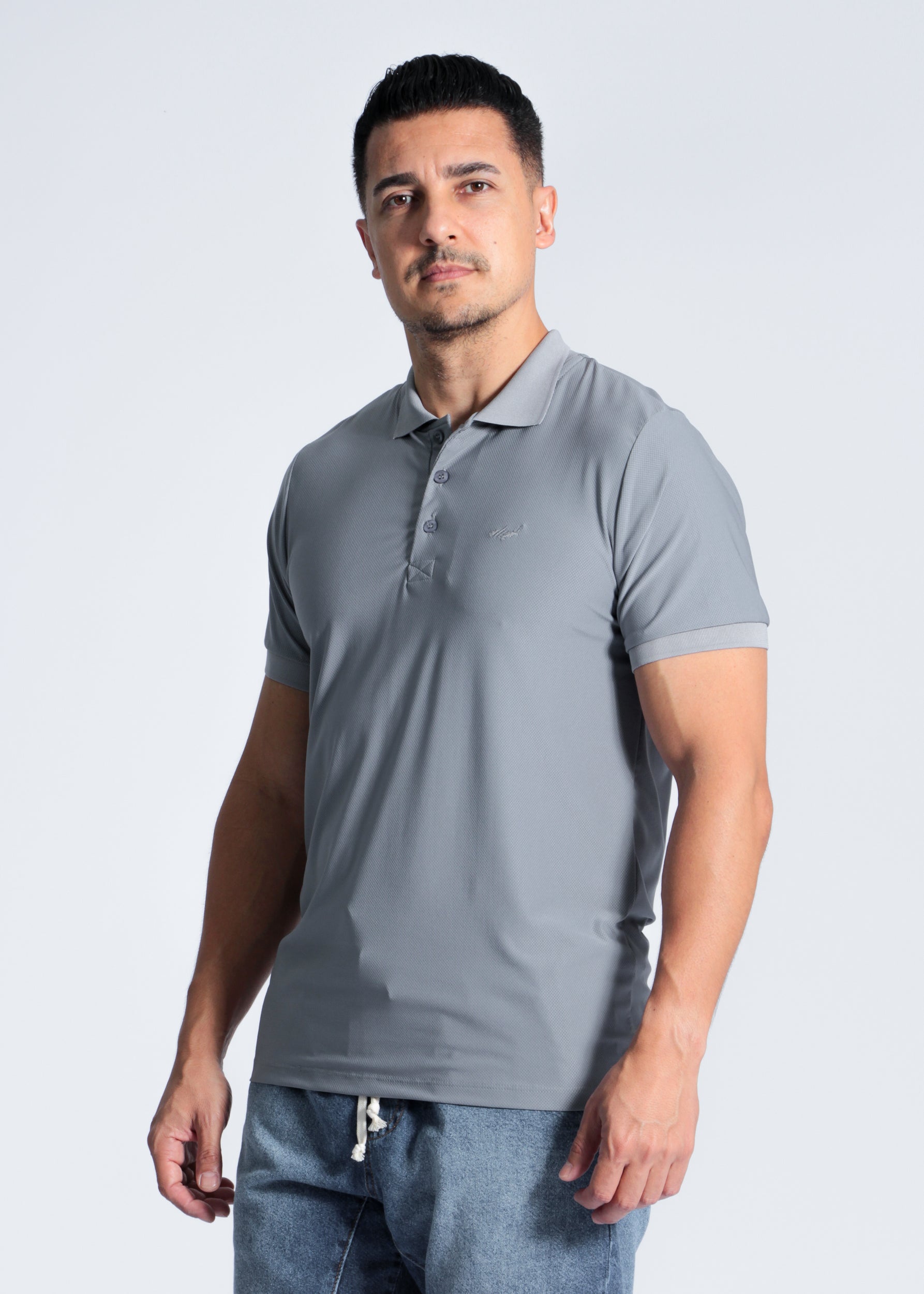 Camisa Polo Dry Fit - Cinza