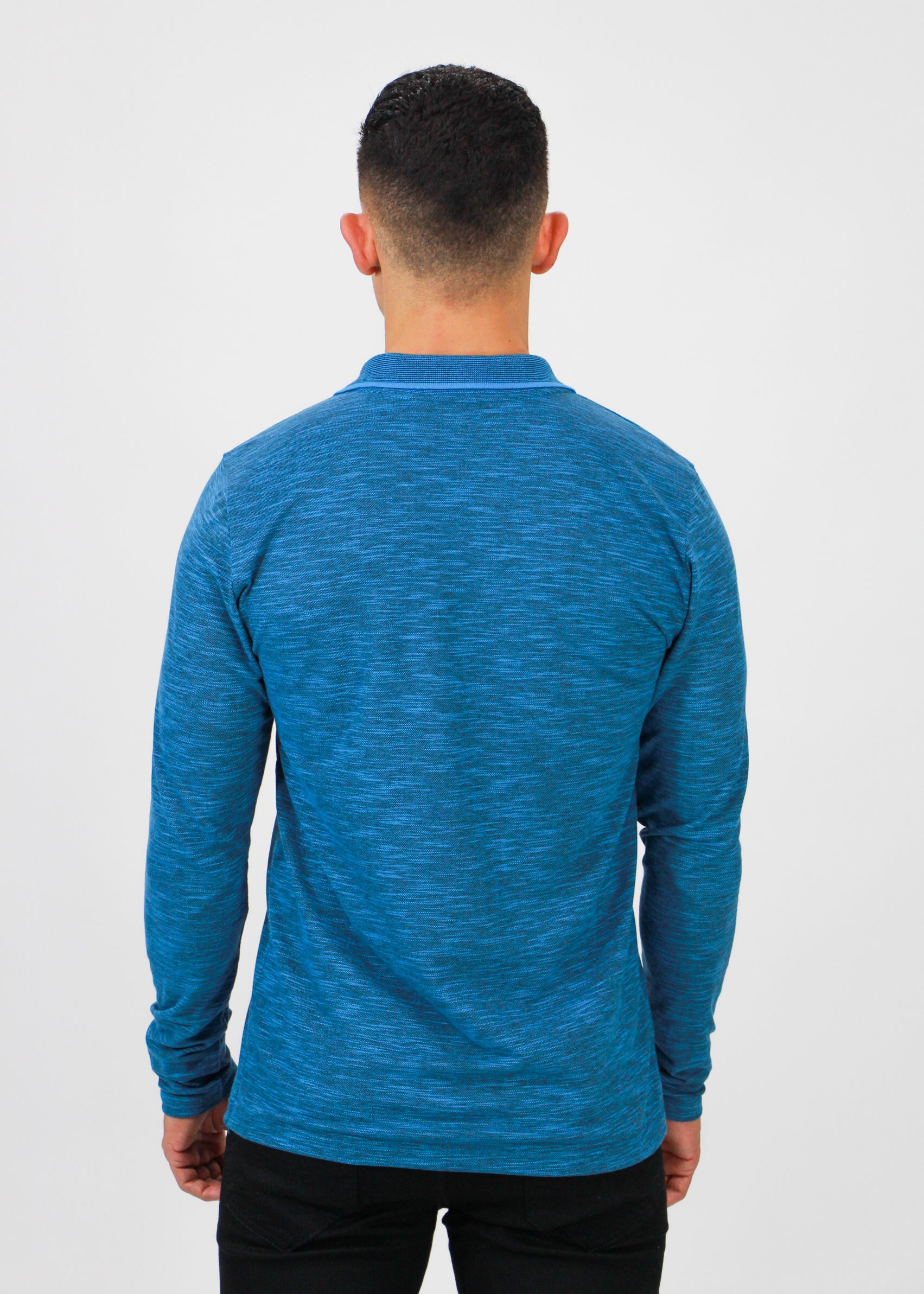 Camisa Polo Manga Longa - Azul