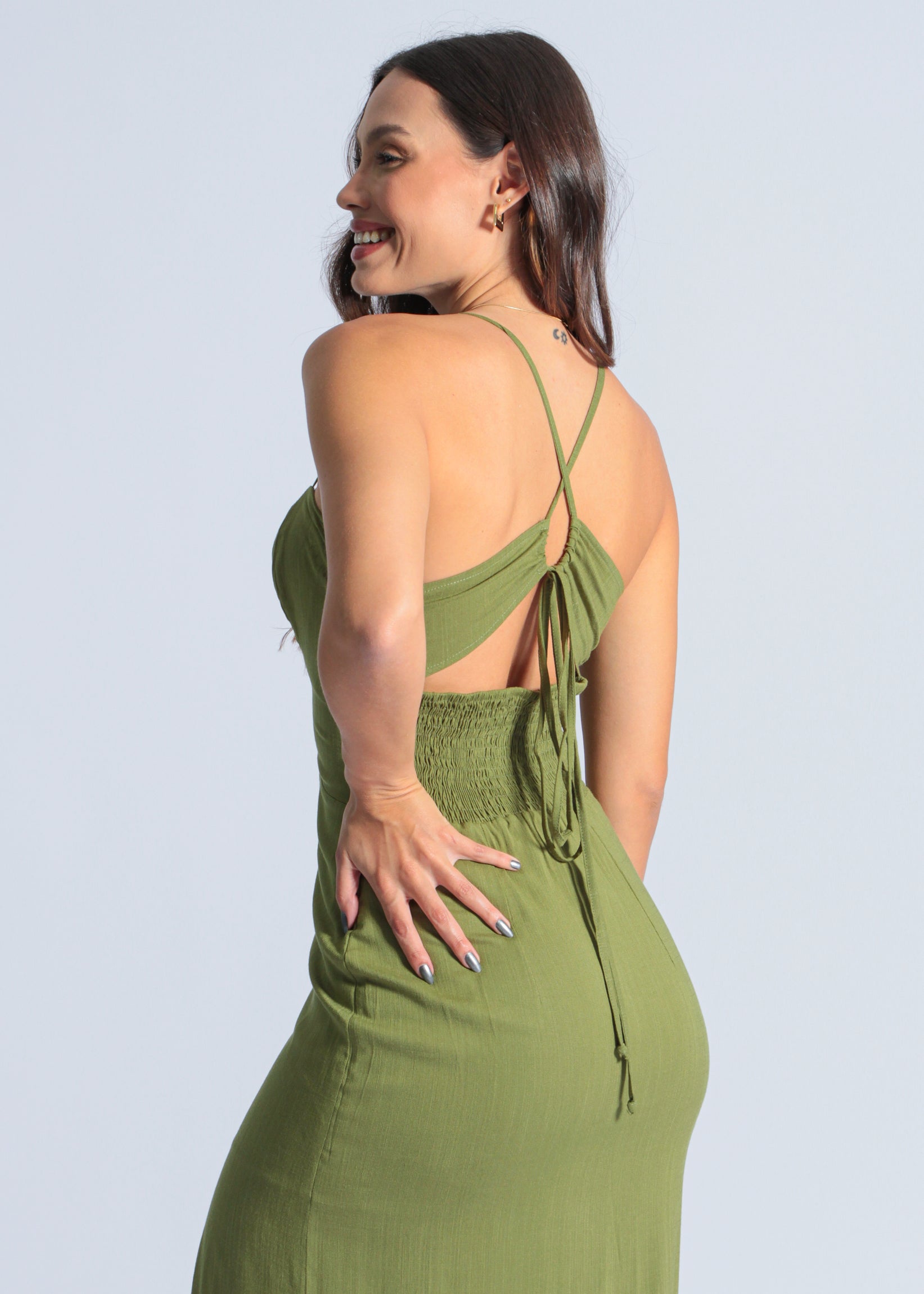 Vestido Midi Fenda - Verde