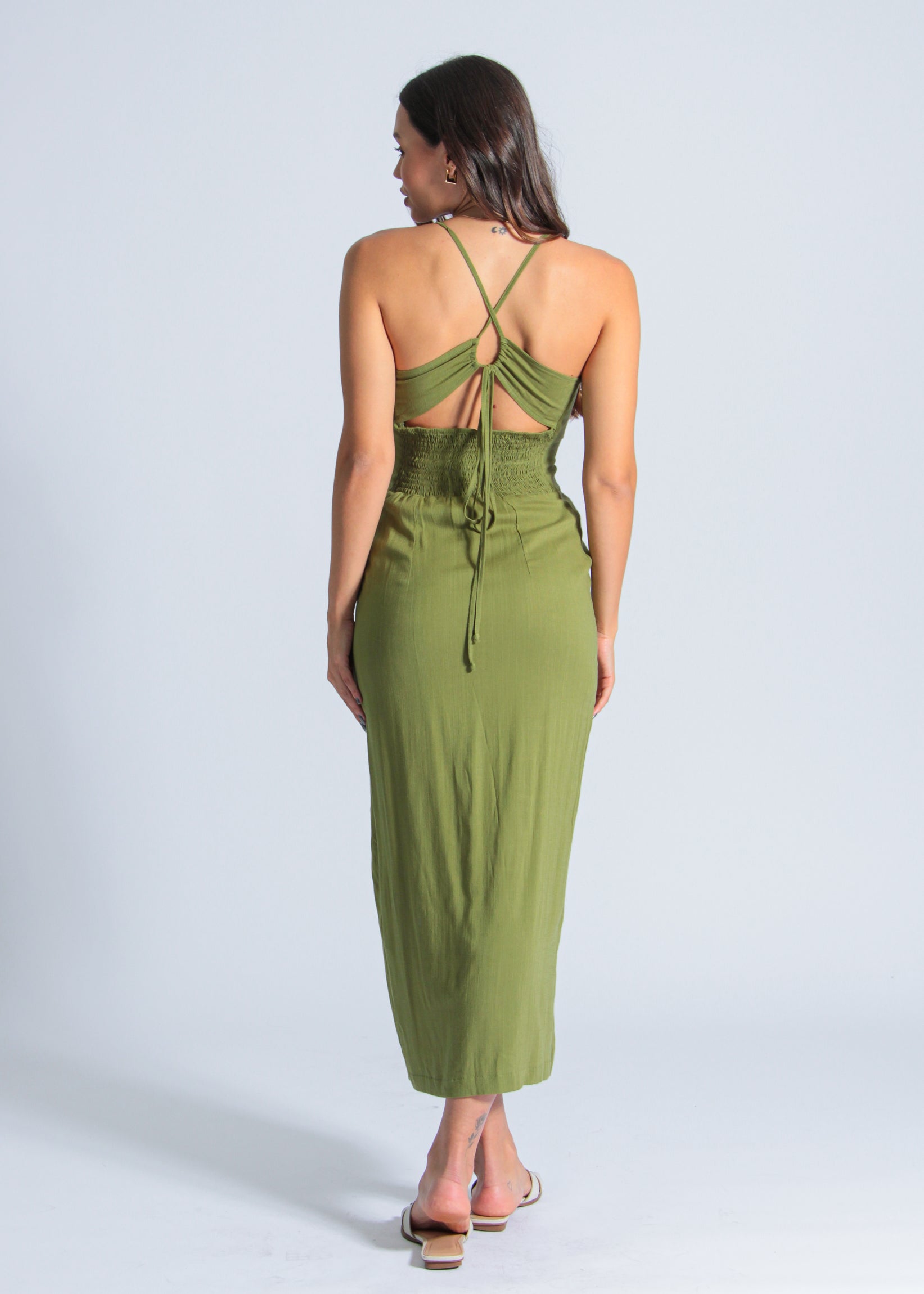 Vestido Midi Fenda - Verde