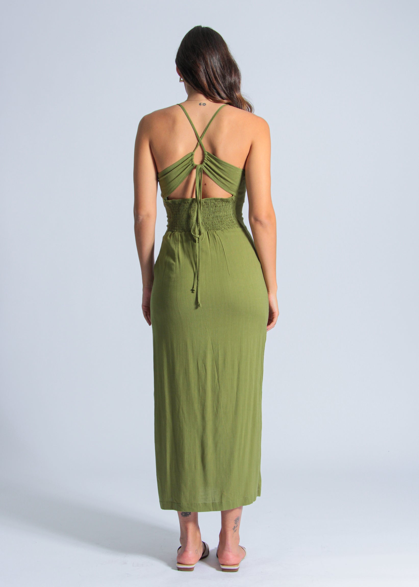 Vestido Midi Fenda - Verde